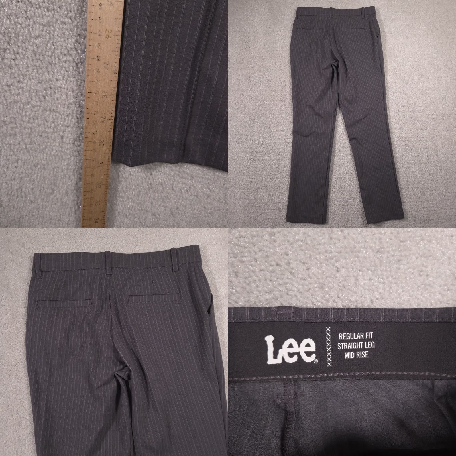 Lee Lee Pants Women's 8 Medium Gray Straight Leg Mid Rise Wrinkle Free Pinstripe Size 30" / US 8 / IT 44 - 8 Thumbnail