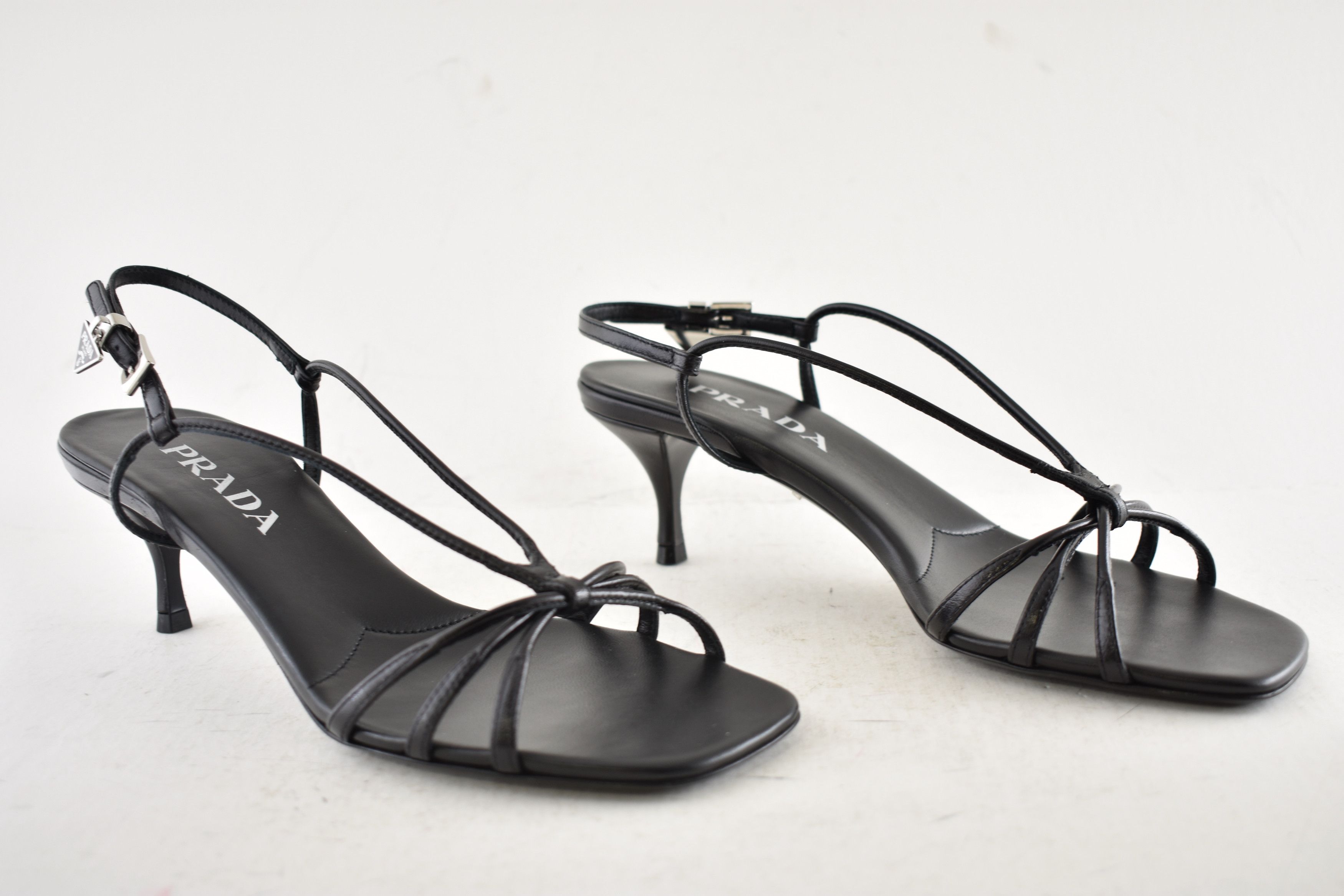 Prada Prada Capretto Strappy 55mm Leather Sandal Kitten Heel 38 Size US 8 / IT 38 - 4 Thumbnail