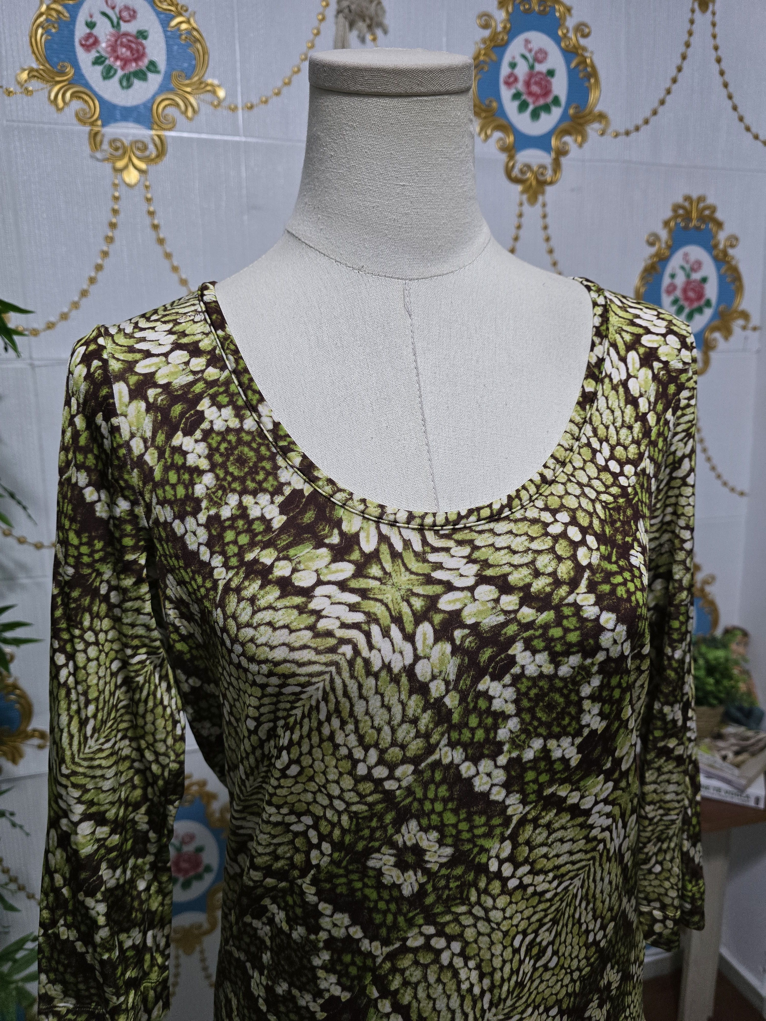 Just Cavalli Just Cavalli vintage scoop-neck,green and brown animal print Size L / US 10 / IT 46 - 2 Thumbnail