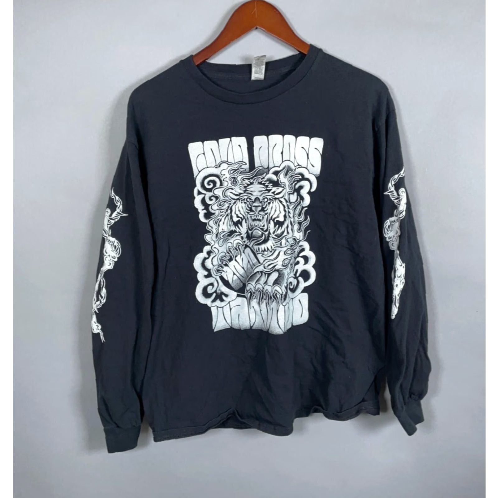 Gildan VINTAGE Gildan Men's T-Shirt Long Sleeve Black Animal Snake Tattoo Graphic Print Adult Large Size US L / EU 52-54 / 3 - 2 Thumbnail
