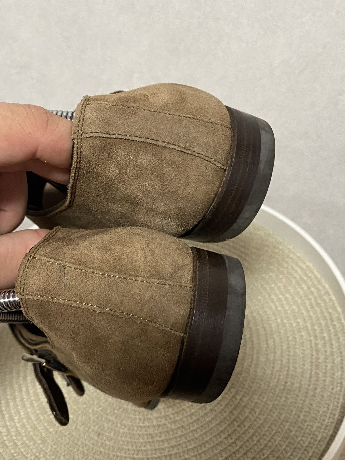 Santoni Santoni Taupe Suede Double Monk Strap Shoes Size: 7/41 Size US 8 / EU 41 - 9 Thumbnail