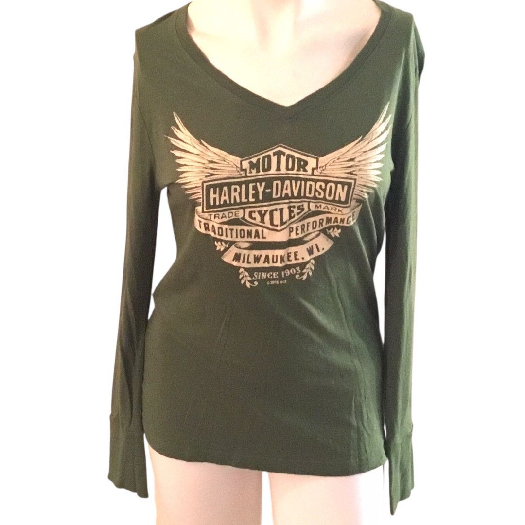 Harley Davidson Harley-Davidson Dover OH Women's V-Neck Long Sleeve Large Size L / US 10 / IT 46 - 1 Thumbnail