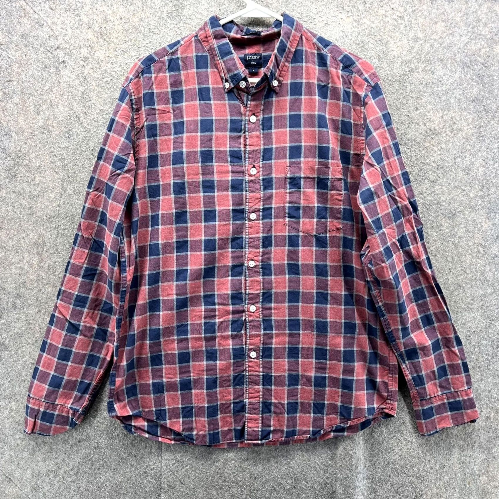 J.Crew J.Crew Shirt Mens Large Red Blue Plaid Slim Fit Button-Down Cotton Casual Shirt Size US L / EU 52-54 / 3 - 2 Thumbnail