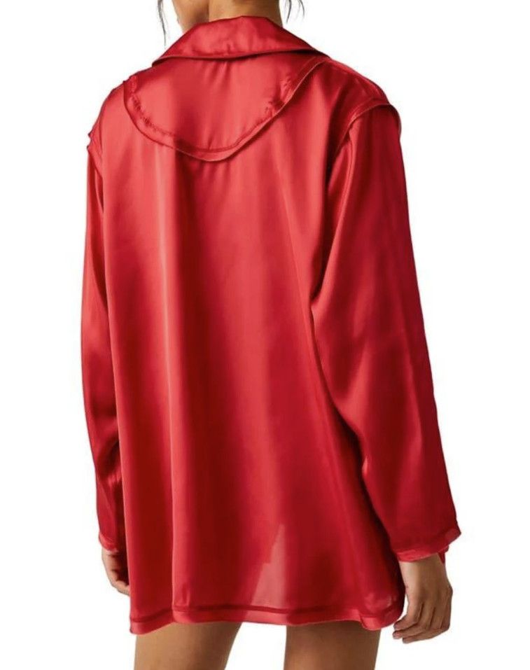 Free People Free People Like Honey Pajama PJ Shirt Garnet Ruby Red Size XS / US 0-2 / IT 36-38 - 2 Thumbnail