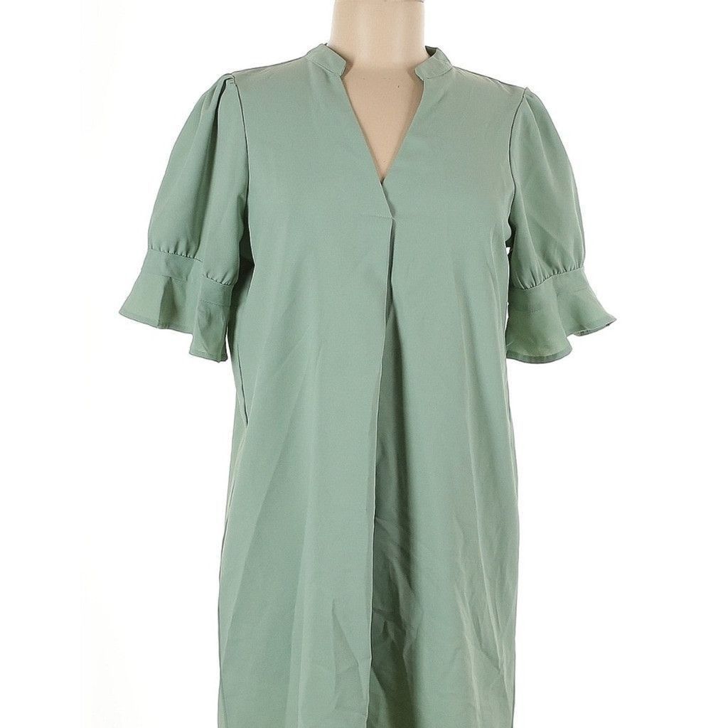 The Unbranded Brand Chic Sage Midi Dress Size L / US 10 / IT 46 - 2 Thumbnail