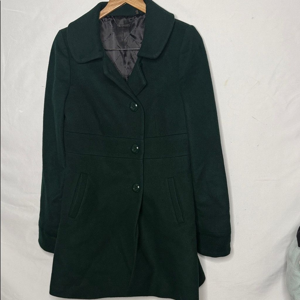 Trina Turk Trina Turk 80% lambs wool deep green trench coat jacket sz 4 Size S / US 4 / IT 40 - 1 Thumbnail