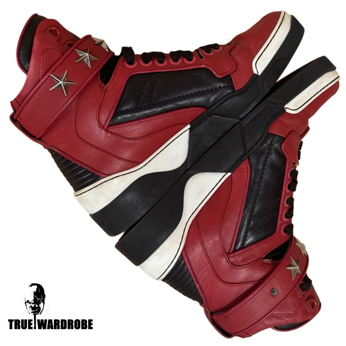 Givenchy Givenchy Tyson Red Star Leather High Top Sneakers Size US 10 / EU 43 - 3 Thumbnail