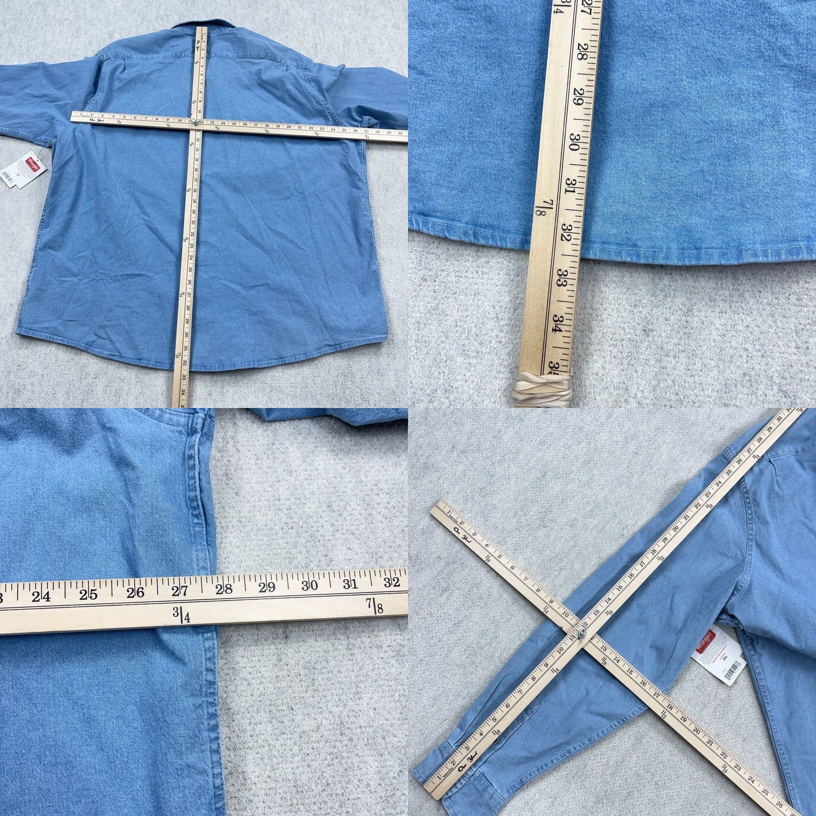 Wrangler Wrangler Shirt Men 3XL Blue Denim Relaxed Fit Button Up Western Work Wear Size US XXL / EU 58 / 5 - 8 Thumbnail