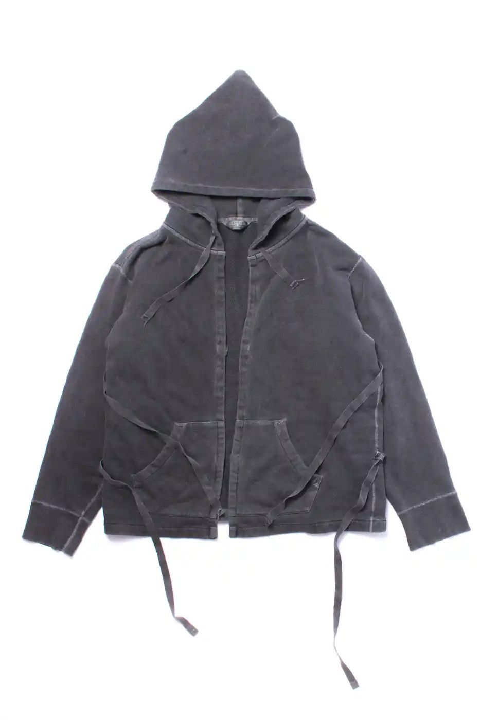 image of Oil Wash Grey Kimono Tie Bondage Hoodie By Unused, Men's (Size Medium)