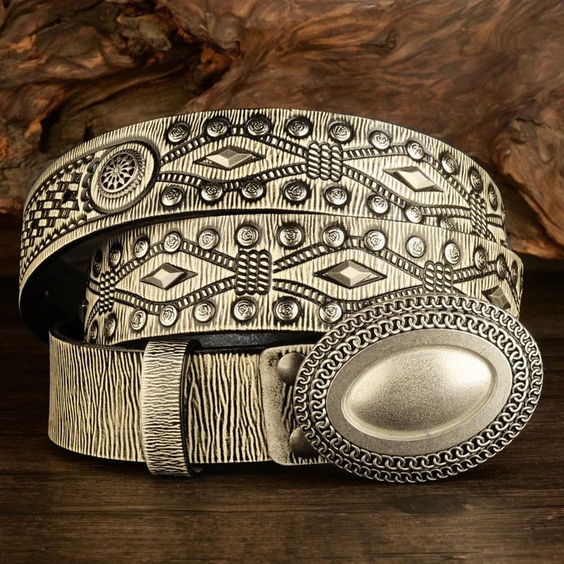 Japanese Brand × Vintage Oval buckel rivet belt Size ONE SIZE - 1 Thumbnail
