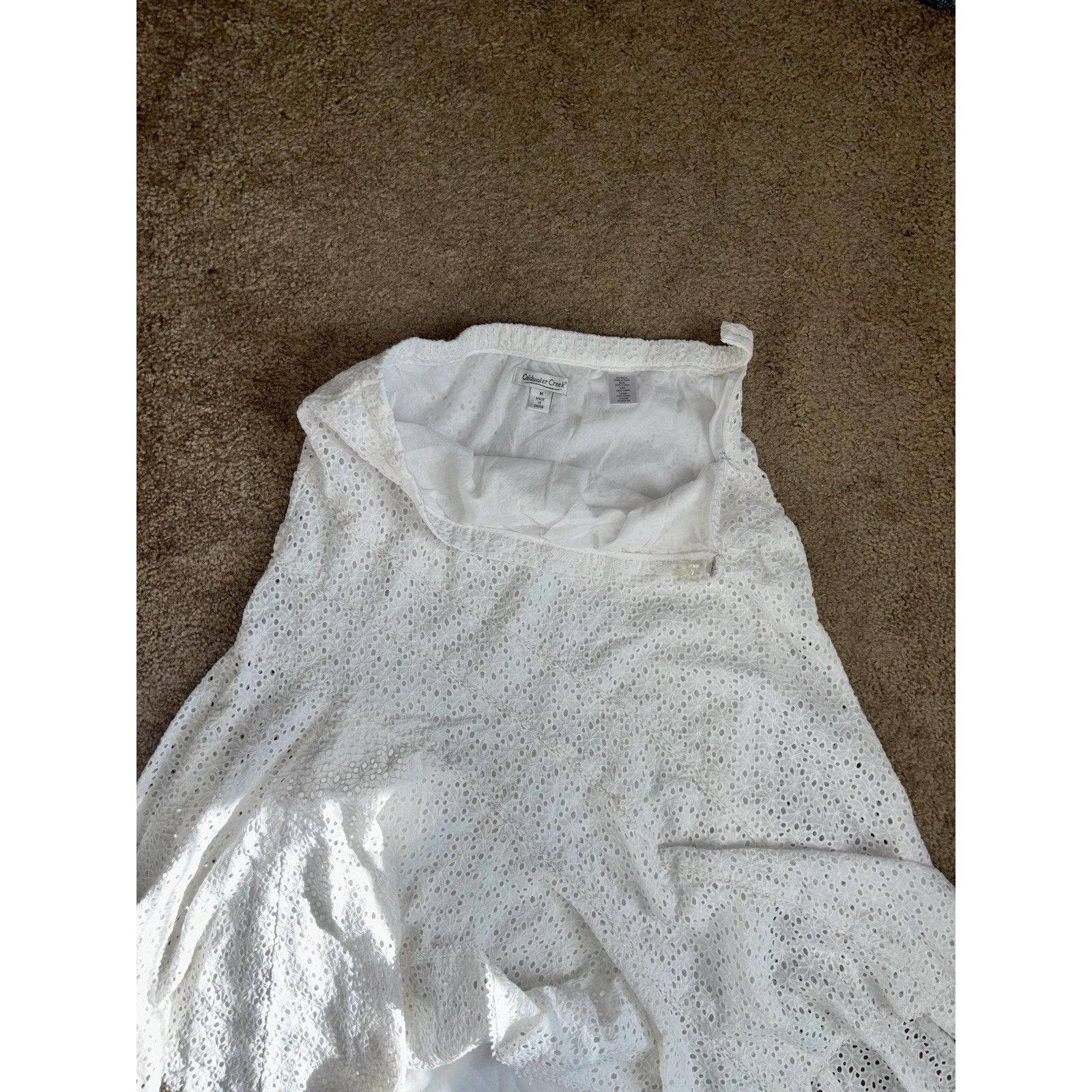 Coldwater Creek Coldwater Creek White Eyelet Flared Midi Skirt Size M Size 30" / US 8 / IT 44 - 11 Thumbnail
