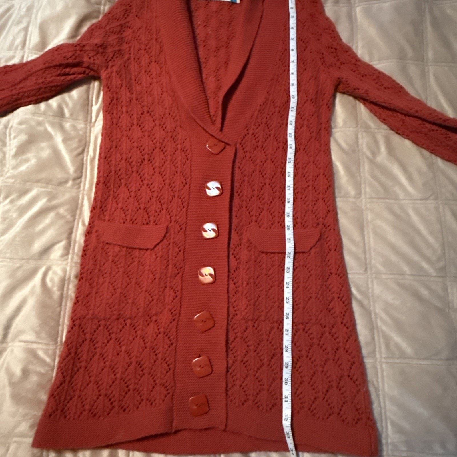 Anthropologie Anthro Sparrow Lambswool Angora Cardigan Rust Small pockets Size S / US 4 / IT 40 - 5 Thumbnail