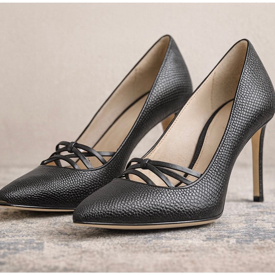 Jason Wu Jason Wu Black Textured Leather Heels 36.5 Size US 5.5 / IT 35.5 - 1 Thumbnail