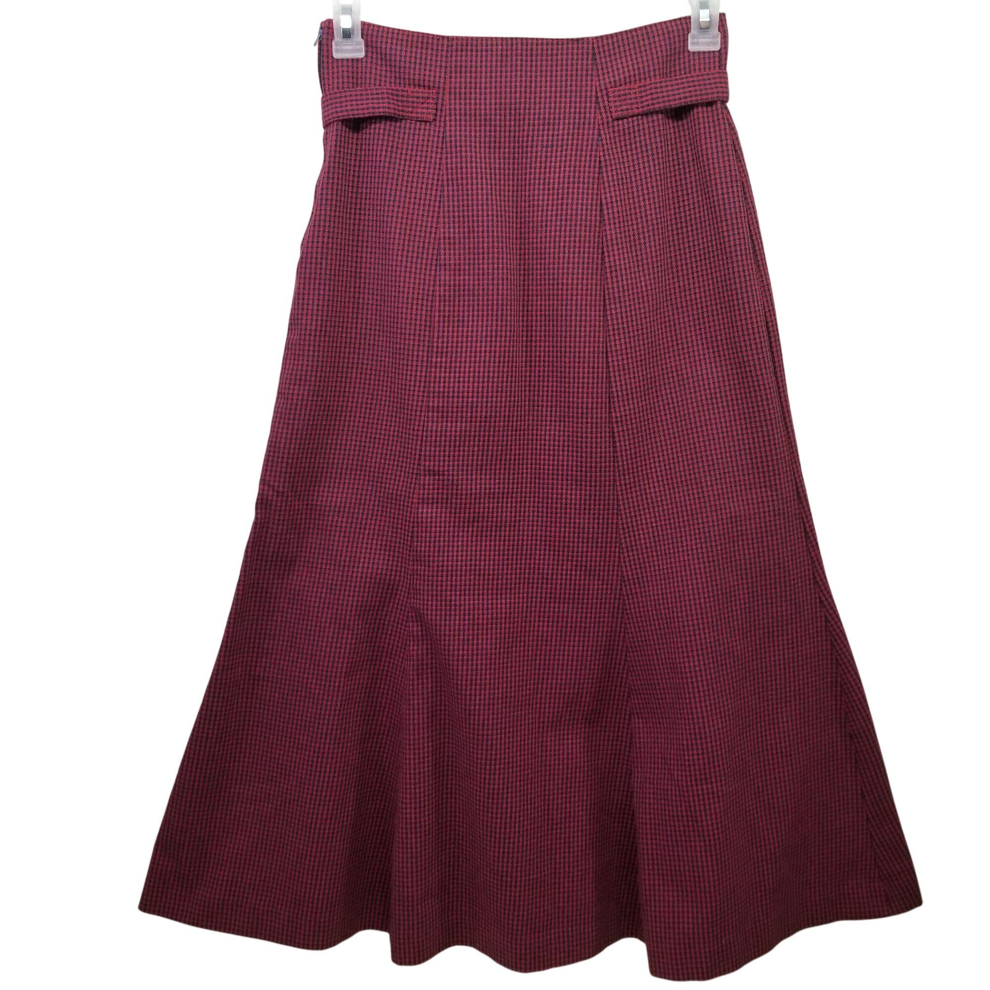 Other Genesis 9 10 Red Plaid Check A Line Skirt Flared Panels Maxi Size 32" / US 10 / IT 46 - 3 Thumbnail