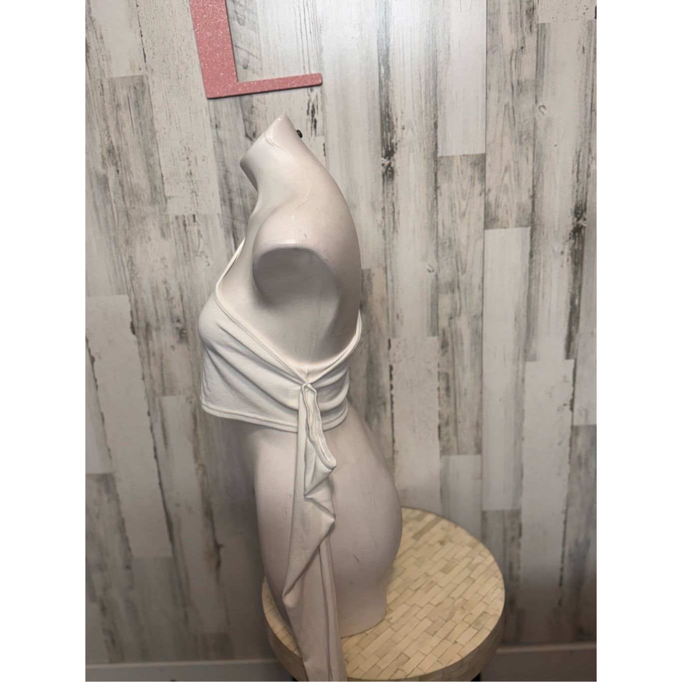 Other SHEIN White One-Shoulder Wrap Tie Crop Top Long Sleeve Size Size L / US 10 / IT 46 - 3 Thumbnail