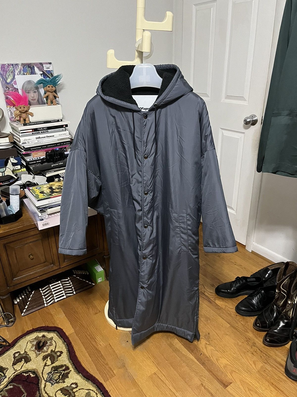 image of Designer H2Ofagerholt Hooded Warm Up Coat Reflective in Grey, Women's (Size Small)