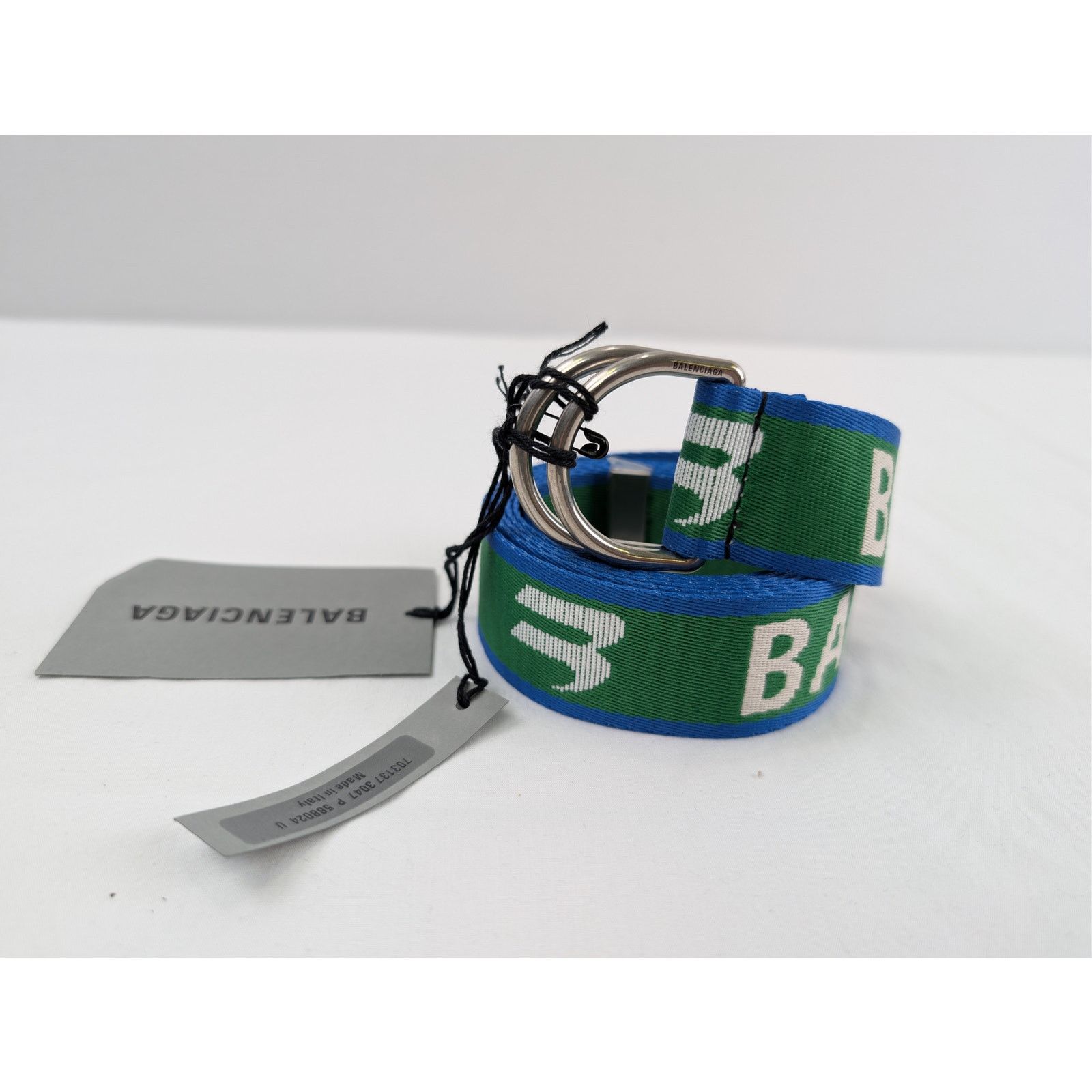 Balenciaga o1rshd1 Q:3 / Size: OS / D Ring Belt 35 in Green/Navy/Grey Size ONE SIZE - 12 Thumbnail