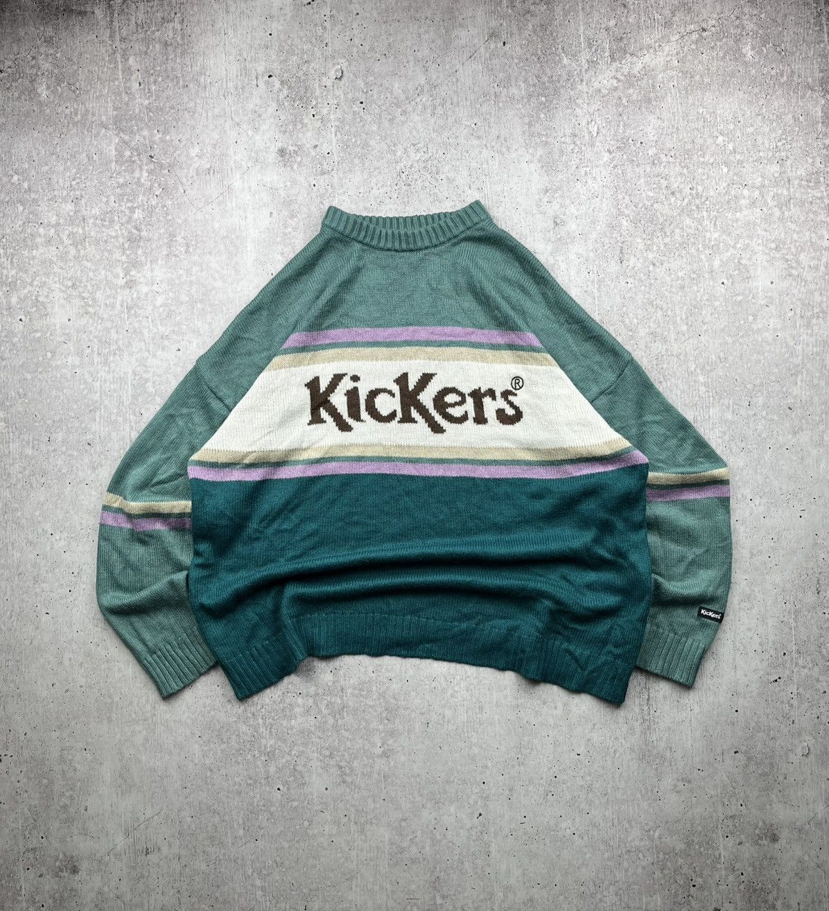 Kickers Vintage 90s Kickers Rare Big Logo Knitted Sweater Streetwear Size US L / EU 52-54 / 3 - 1 Thumbnail