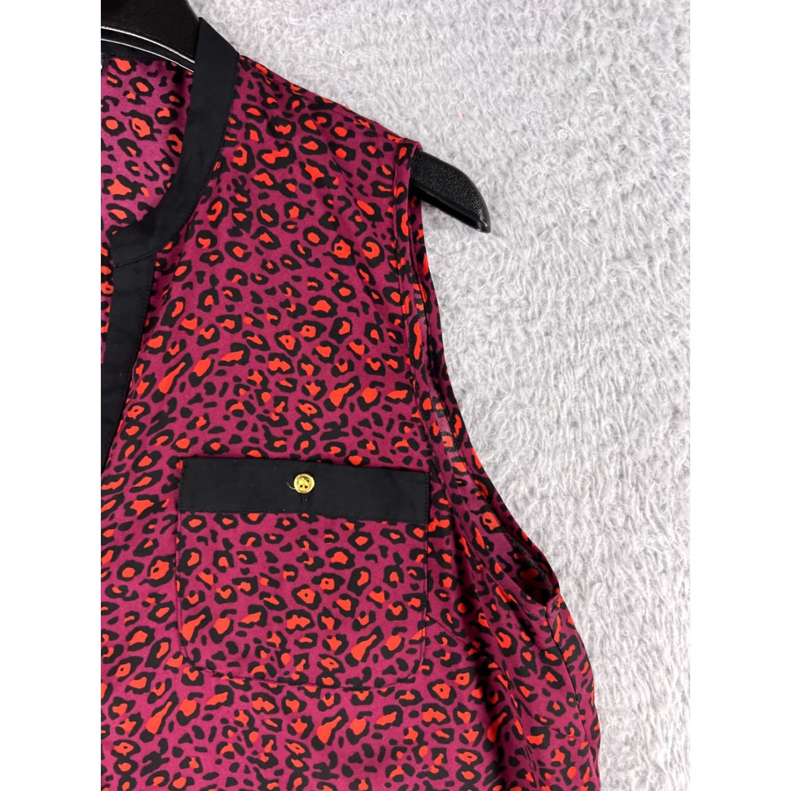 AQUA Aqua Purple Shirt Womens M Blouse Leopard Print Button V-Neck Sleeveless Knit Polyester Animal Print Casual Blouse Womens Size M / US 6-8 / IT 42-44 - 7 Thumbnail