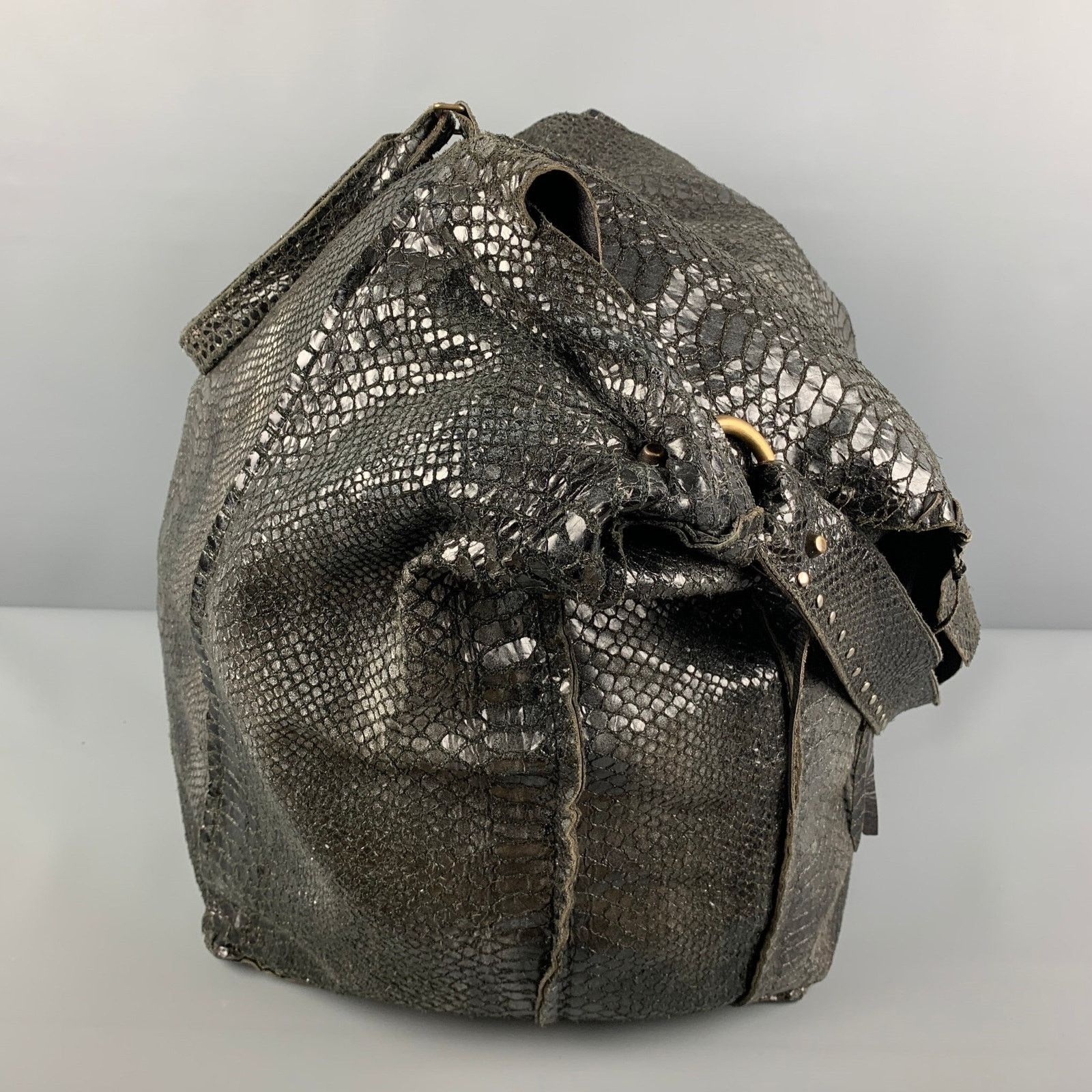 Other Black Gold Textured Leather Oversized Tote Handbag Size ONE SIZE - 2 Thumbnail