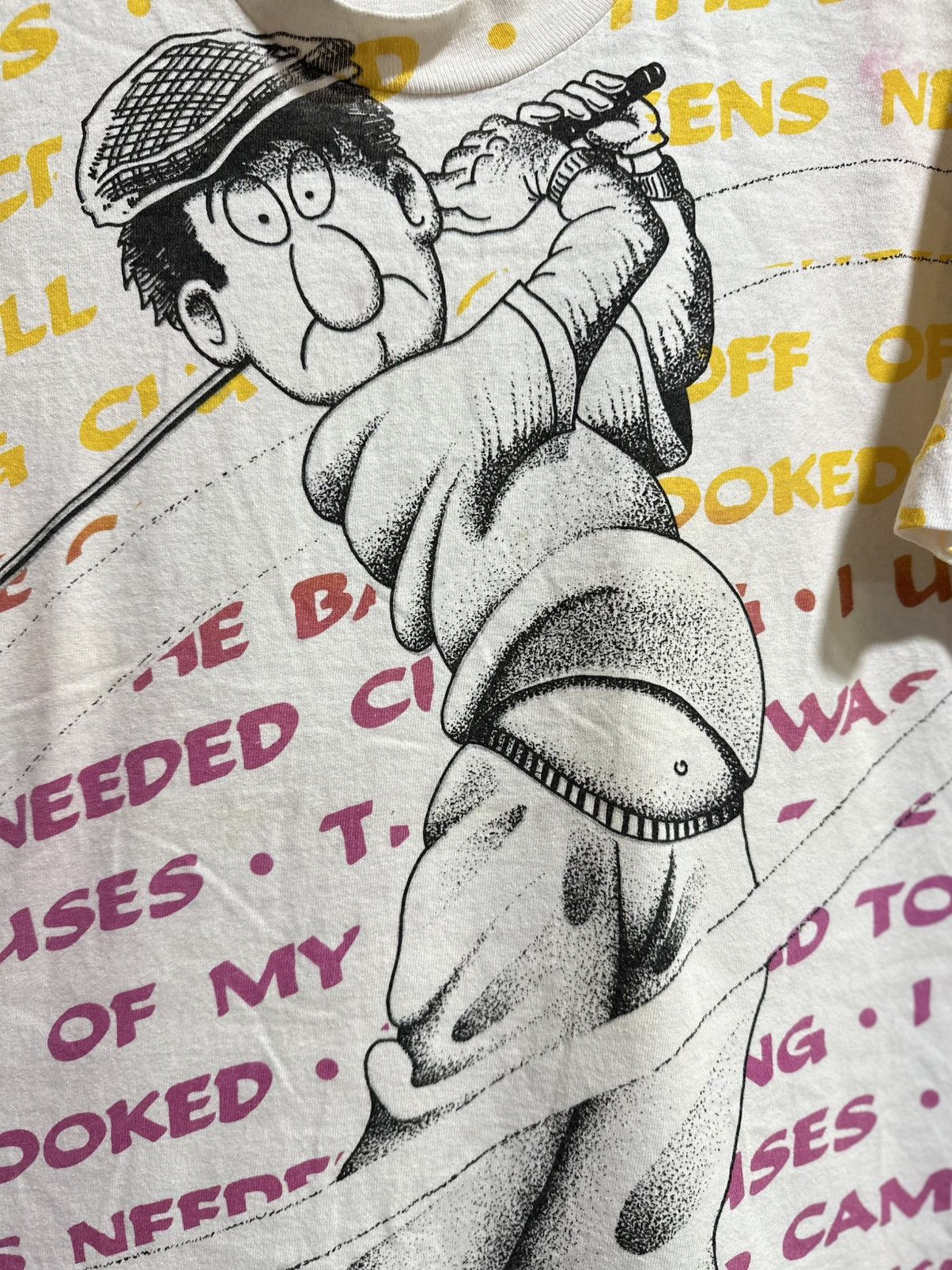 Fruit Of The Loom × Vintage Vintage 90s Golf Excuses Aop Faded Tee Size US L / EU 52-54 / 3 - 2 Thumbnail