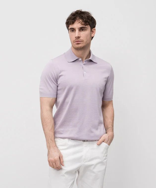 Brunello Cucinelli o1y0526 Polo Shirt in Lilac Size US XS / EU 42 / 0 - 2 Thumbnail