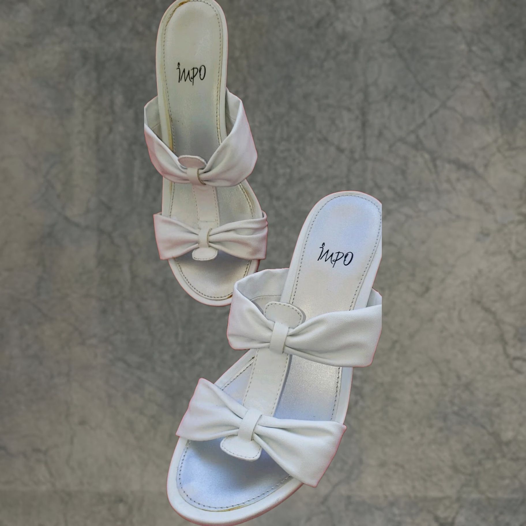 Vintage Impo Valeria White Double Crossover 3" Heel Slide Sandal Size 7M Womens Shoes Size US 5 / IT 35 - 1 Thumbnail