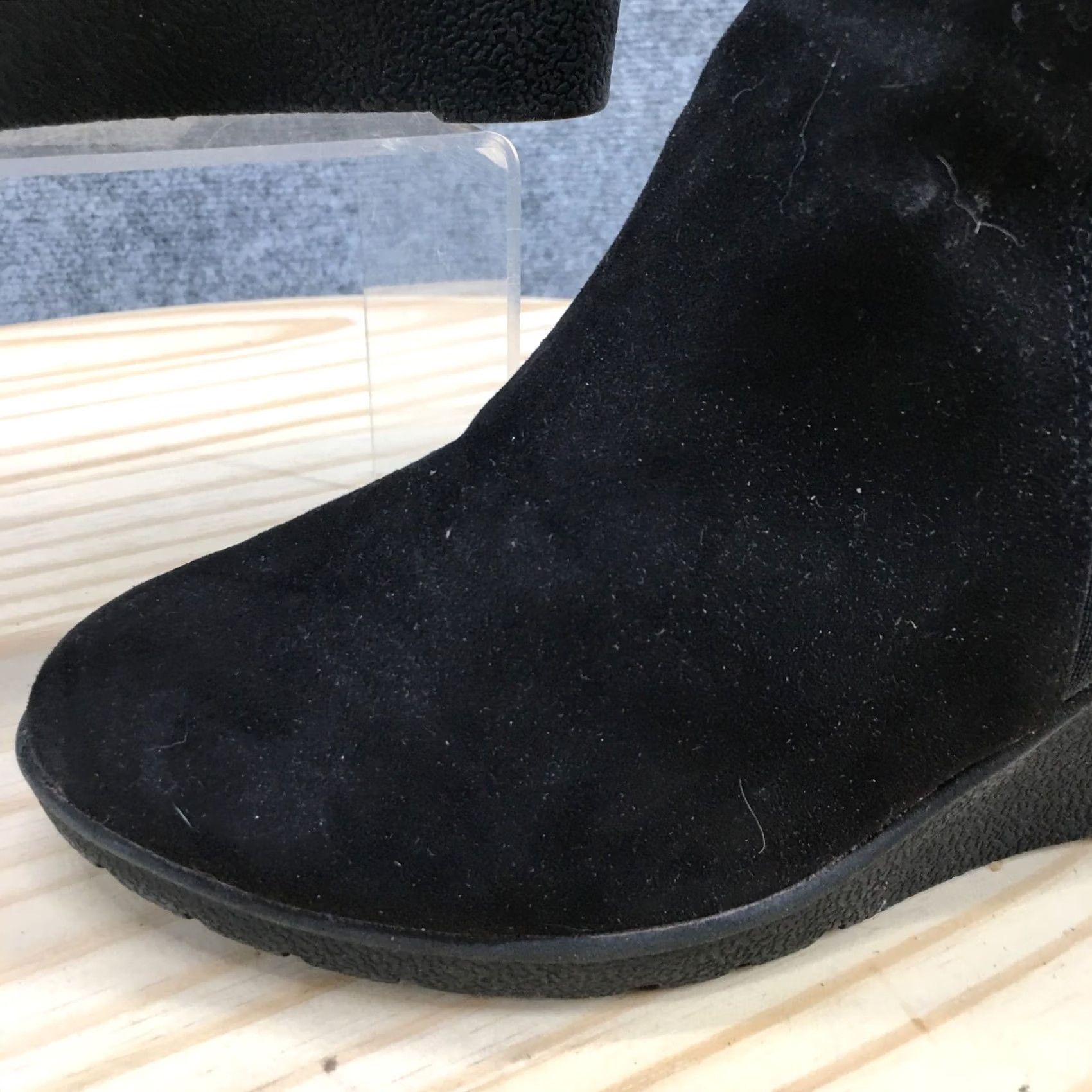 H&M H&M Boots Womens 40 Casual Pull On Chelsea Ankle Bootie Black Faux Suede Wedge Size US 9 / IT 39 - 4 Thumbnail