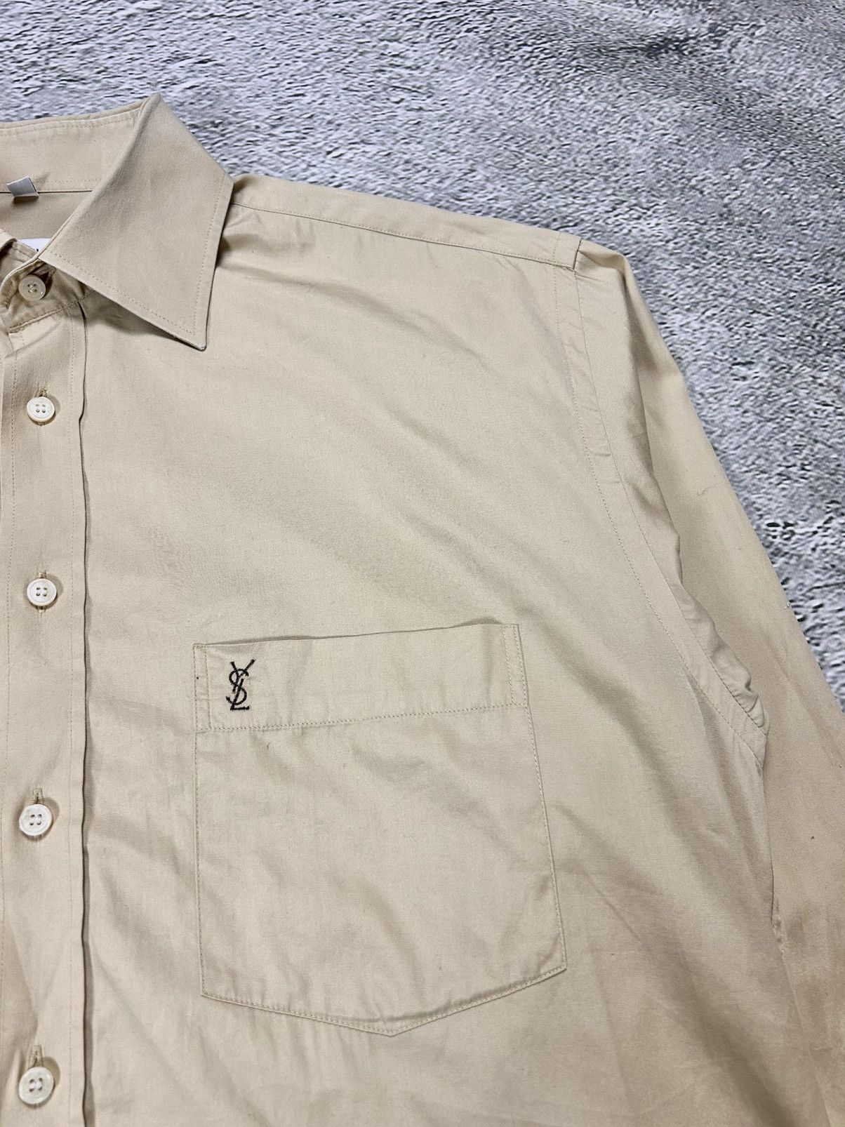 Yves Saint Laurent Yves Saint Laurent vintage beige shirt long sleeve Size US L / EU 52-54 / 3 - 2 Thumbnail