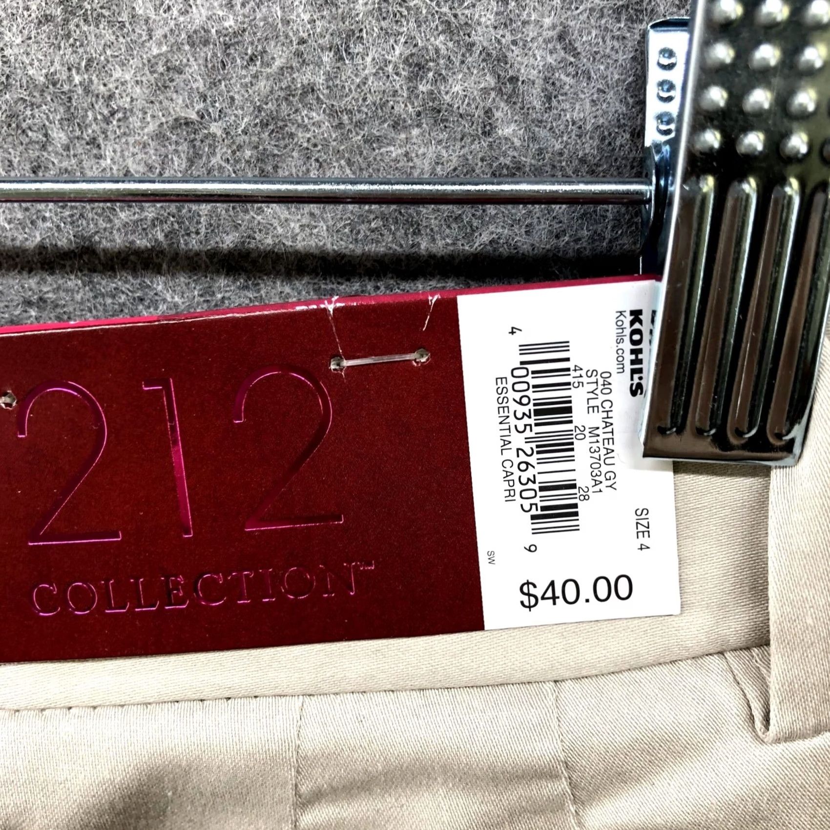 Vintage NWT Kohls 212 Collection Essential Capri Womens 4 Khaki Beige Lightweight Capri Pants Size ONE SIZE - 6 Thumbnail