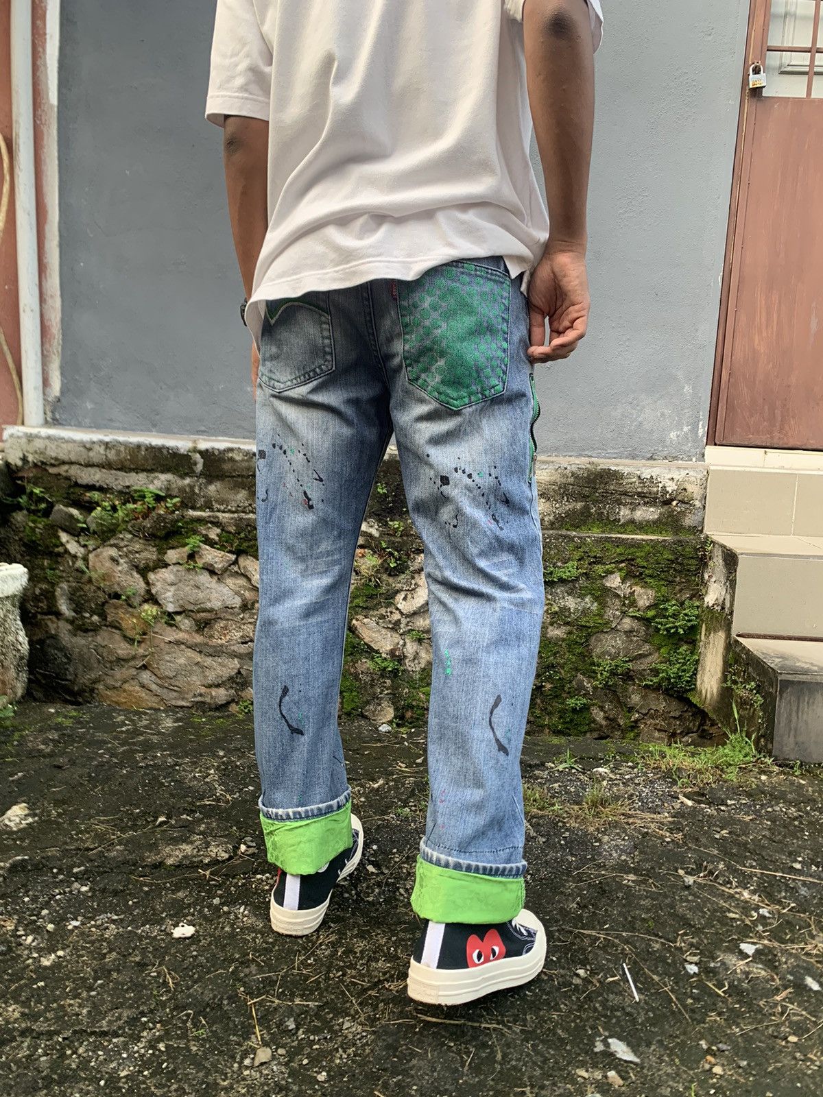 Vintage Vintage XSECAI Paint Splatters (Koi Fish Lined) Denim Jeans Size US 30 / EU 46 - 9 Thumbnail