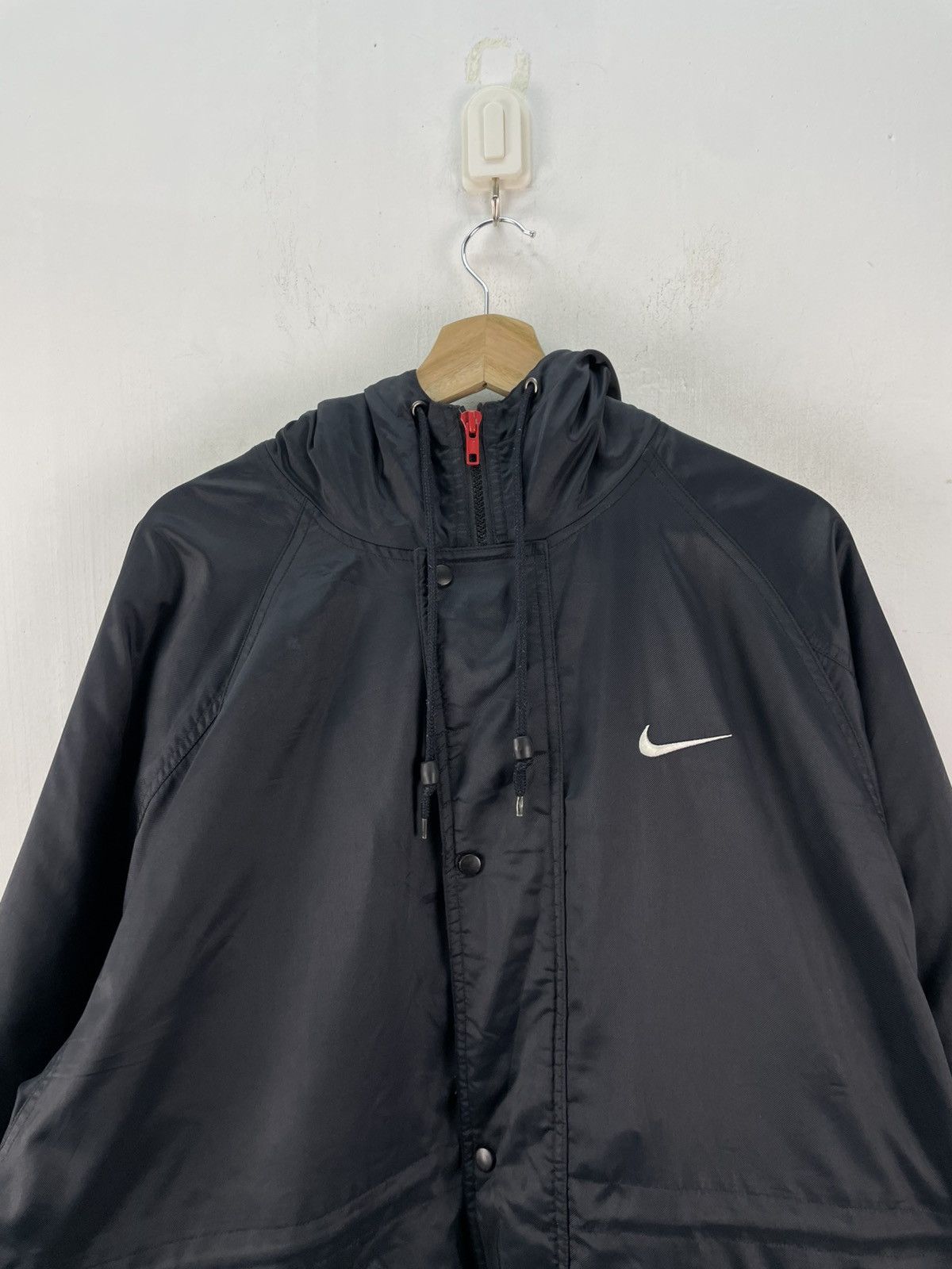 Nike × Vintage Vintage 90s Nike Center Raincoat Hoodie Jacket Sherpa Lining Size US L / EU 52-54 / 3 - 8 Thumbnail
