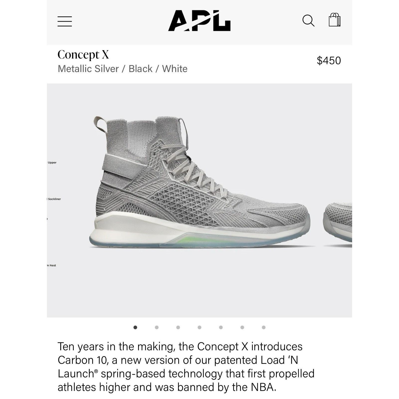 APL APL Concept X Silver Basketball Shoes Size 12 Sneakers Size US 12 / EU 45 - 2 Thumbnail