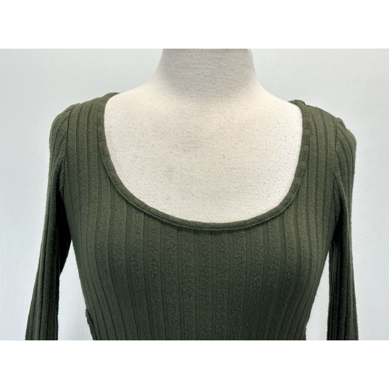 Zara ZARA Knit Sweater Midi Dress Medium Green Cutout Long Sleeve Pullover Womens Size M / US 6-8 / IT 42-44 - 5 Thumbnail