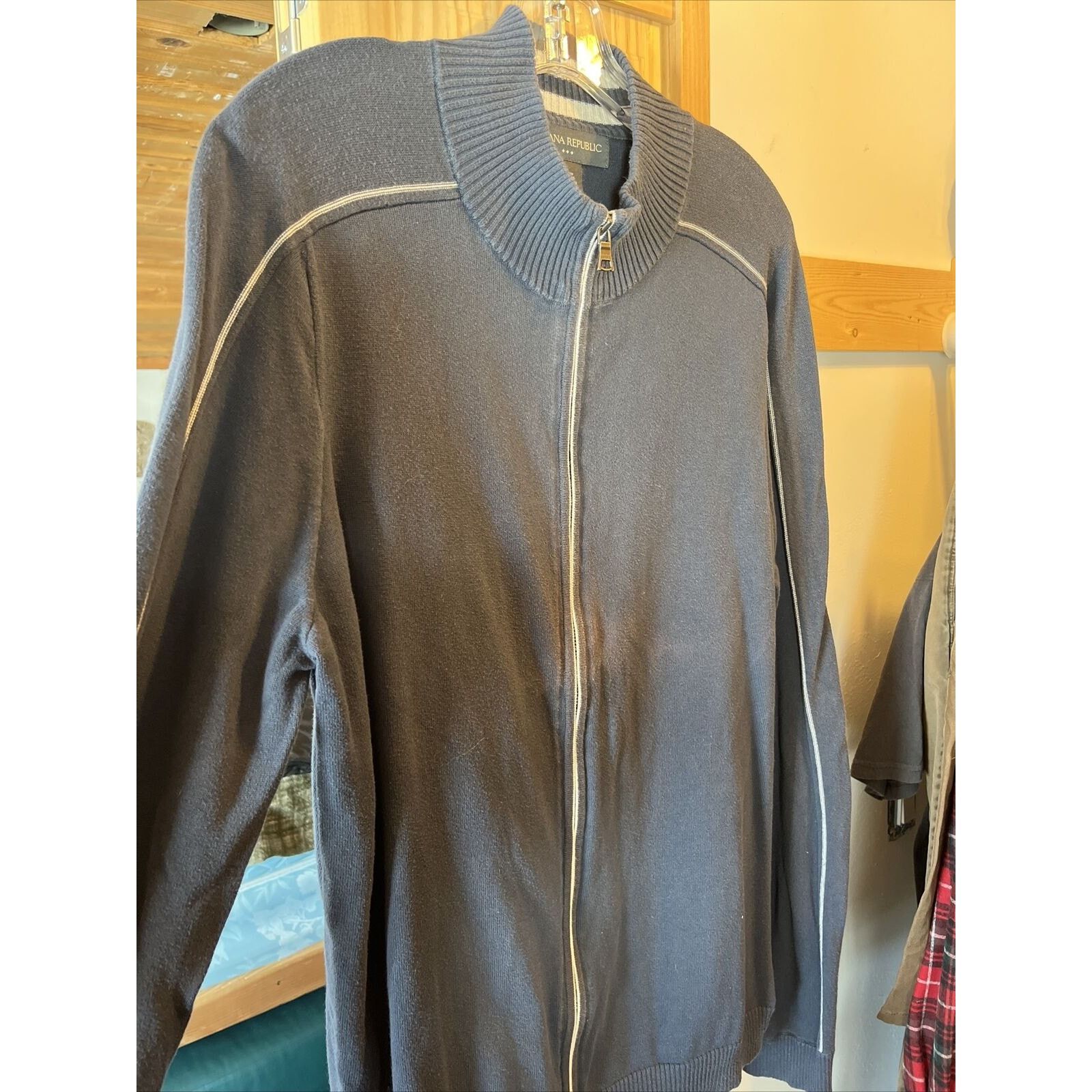 Banana Republic Banana Republic Mens Large Blue 100% Cotton Full Zip sweater Size US L / EU 52-54 / 3 - 4 Thumbnail