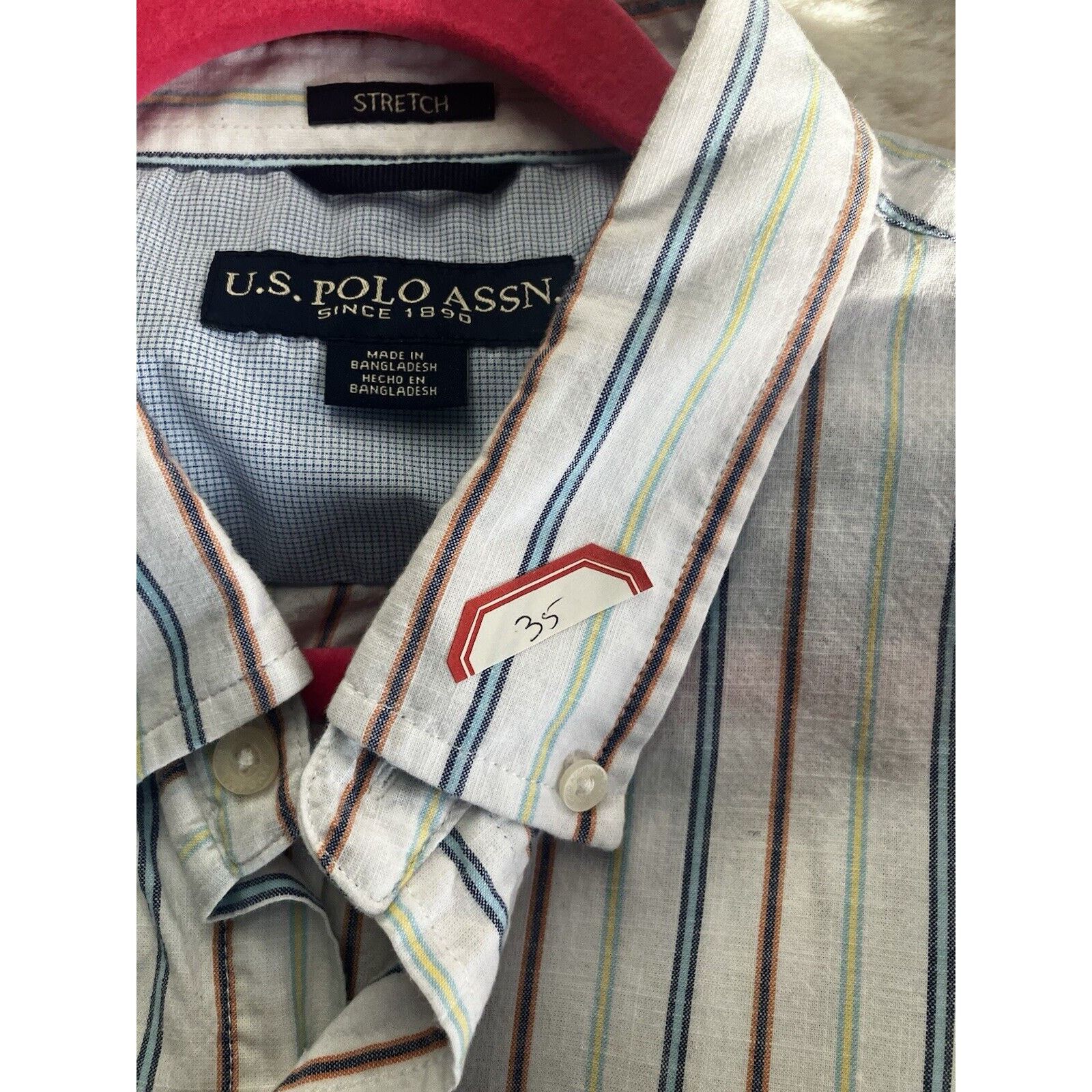 Polo Ralph Lauren US Polo Assn Mens Casual Shirt XXL white Striped Button Up Size US XXL / EU 58 / 5 - 7 Thumbnail