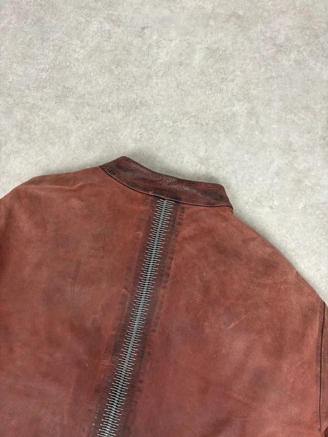 Isaac Sellam Experience Isaac Sellam Bordeaux Leather Back-Zip Avant-Garde Jacket Size US L / EU 52-54 / 3 - 6 Thumbnail