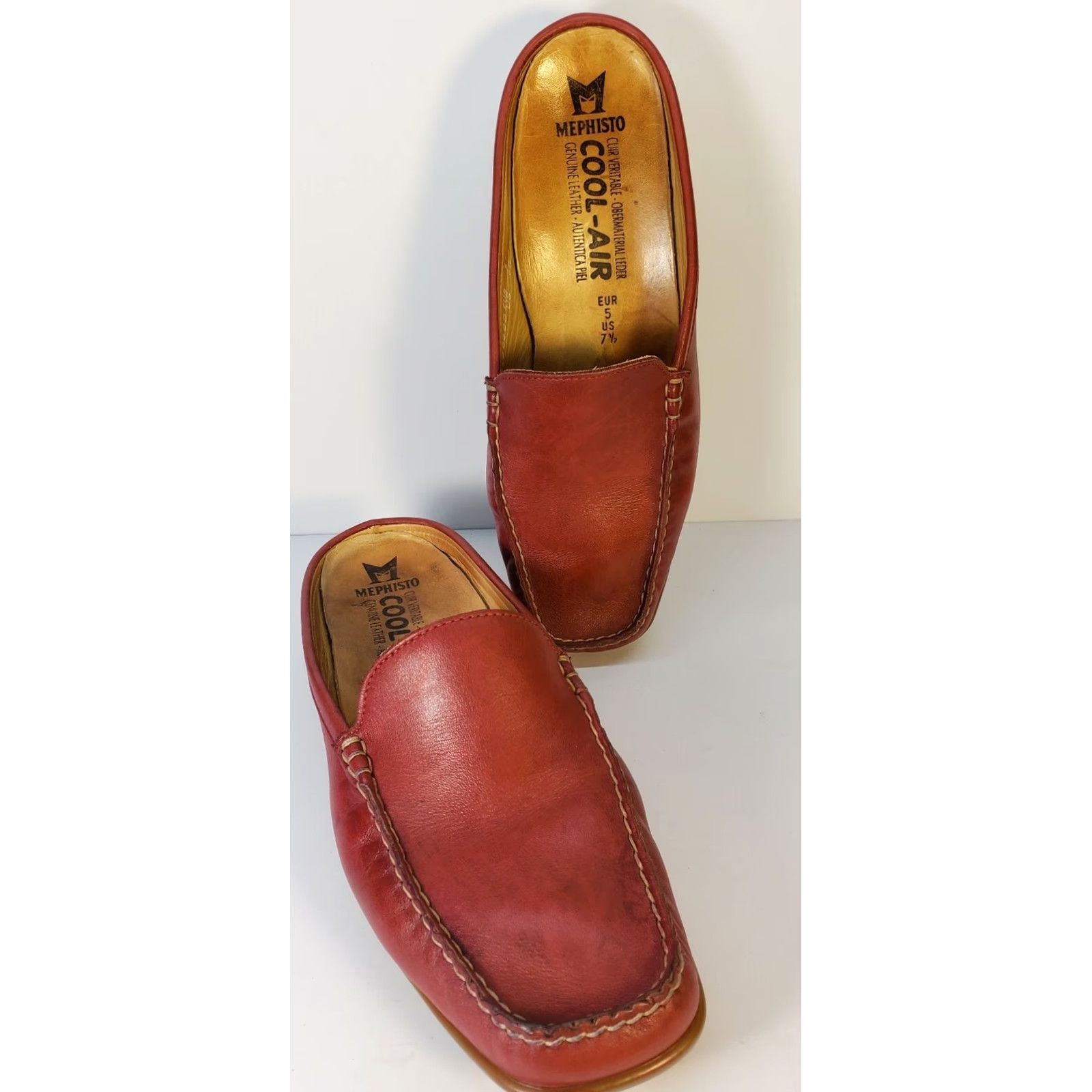 Mephisto Mephisto Slide Loafer Red Leather 7.5M US 7.5 EU 38 Footwear Womens Casual Air Cool Technology Moc Toe Block Heel Size US 8 / IT 38 - 2 Thumbnail