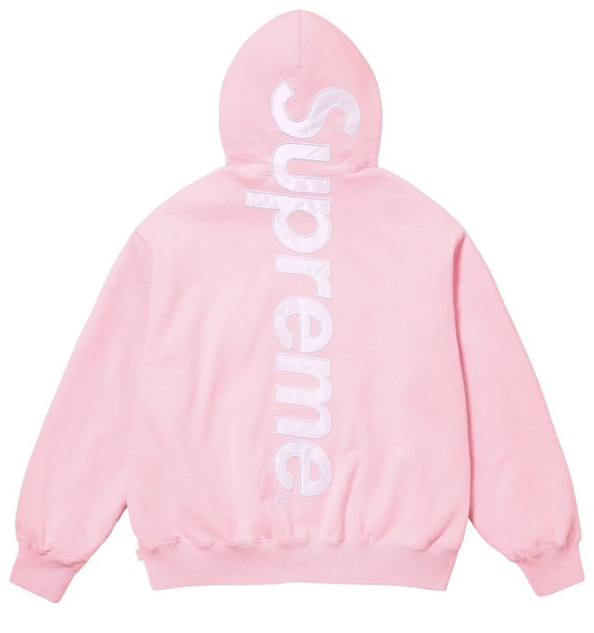 Supreme supreme Satin Appliqué hoodie light pink size large | Grailed