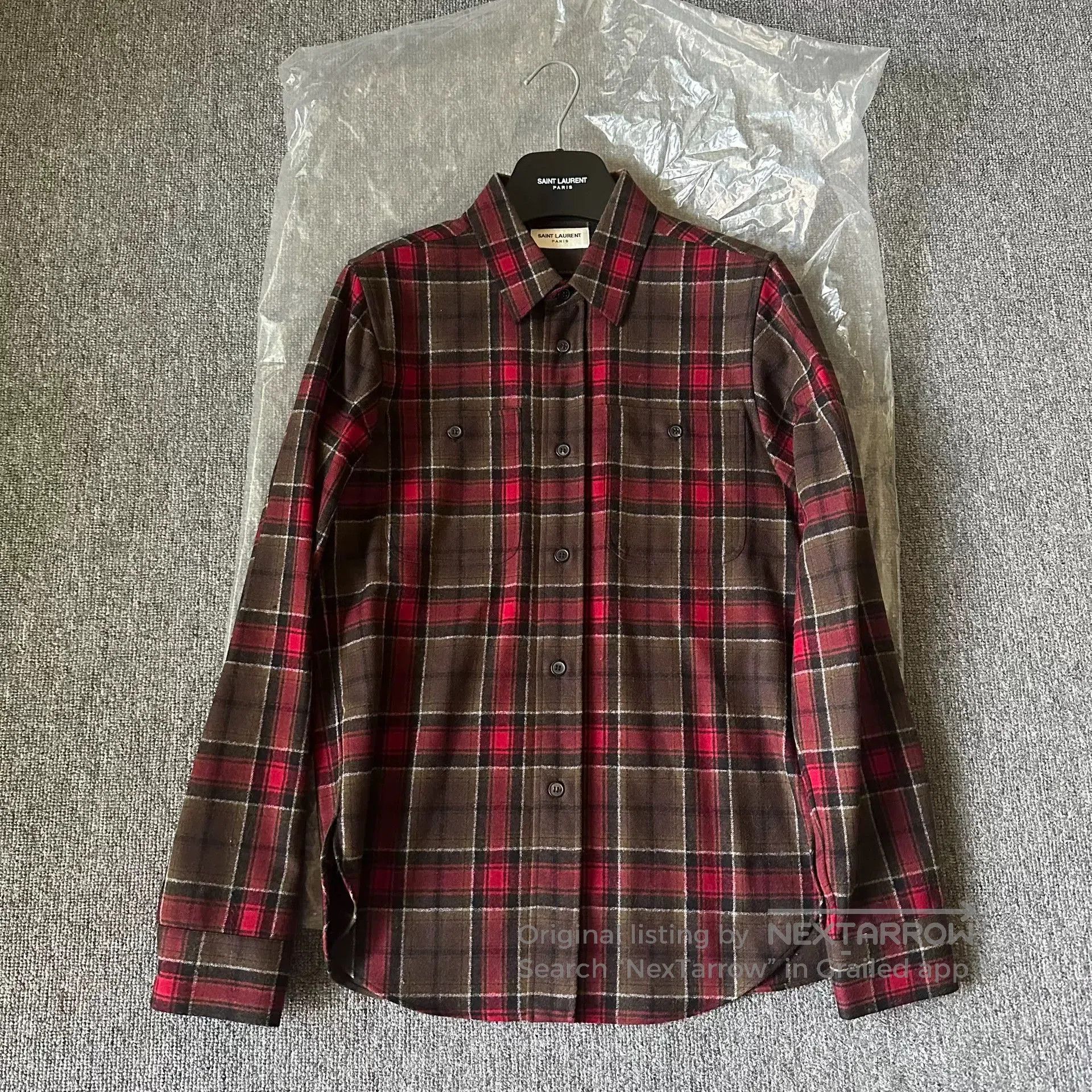 Saint Laurent Paris Saint Laurent SLP 13FW Red Plaid Wool Shirt. Size US S / EU 44-46 / 1 - 1 Thumbnail