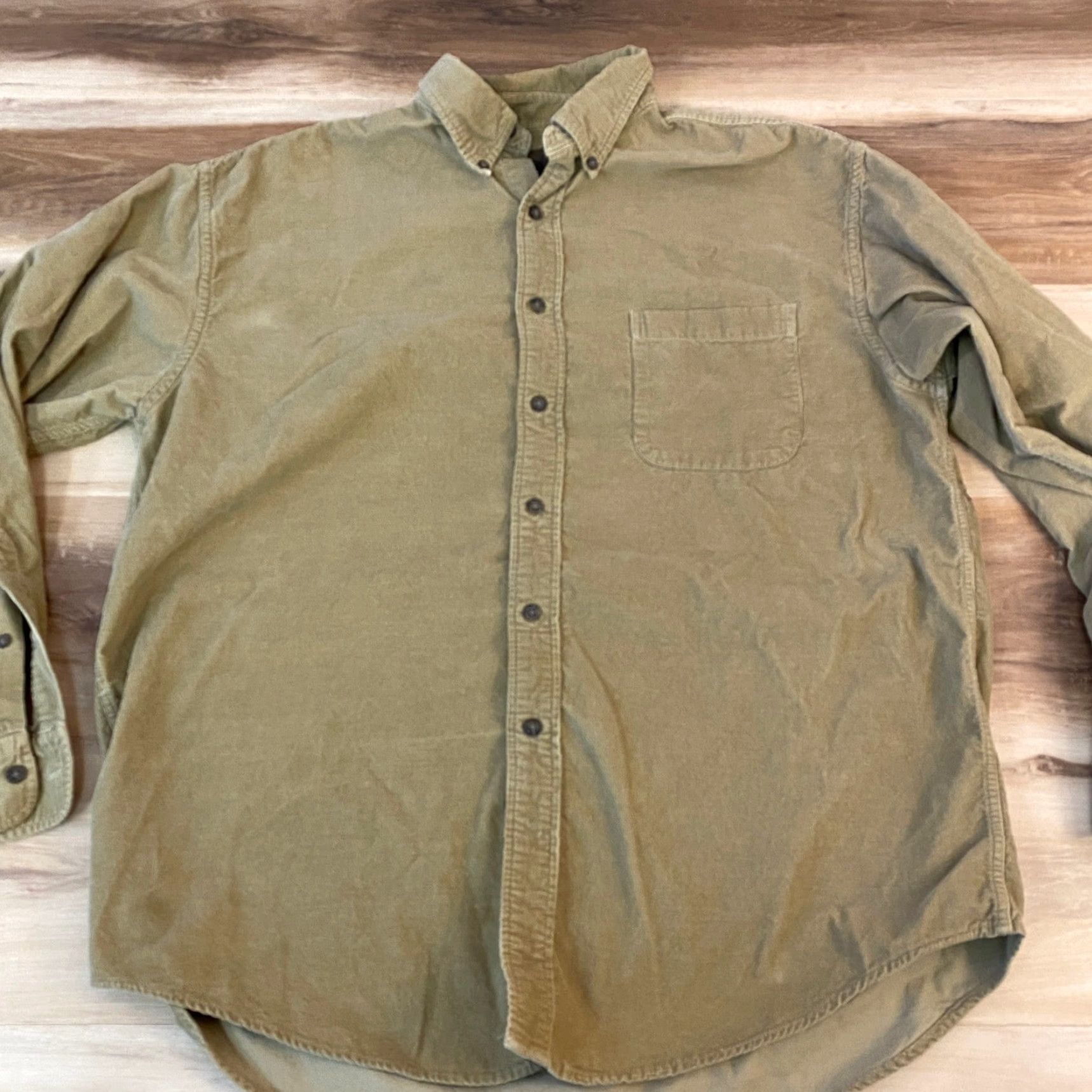 Vintage St. John's Bay Mens Corduroy Shirt Long Sleeve Button-Down Khaki Beige Casual Button-Up Size US L / EU 52-54 / 3 - 4 Thumbnail