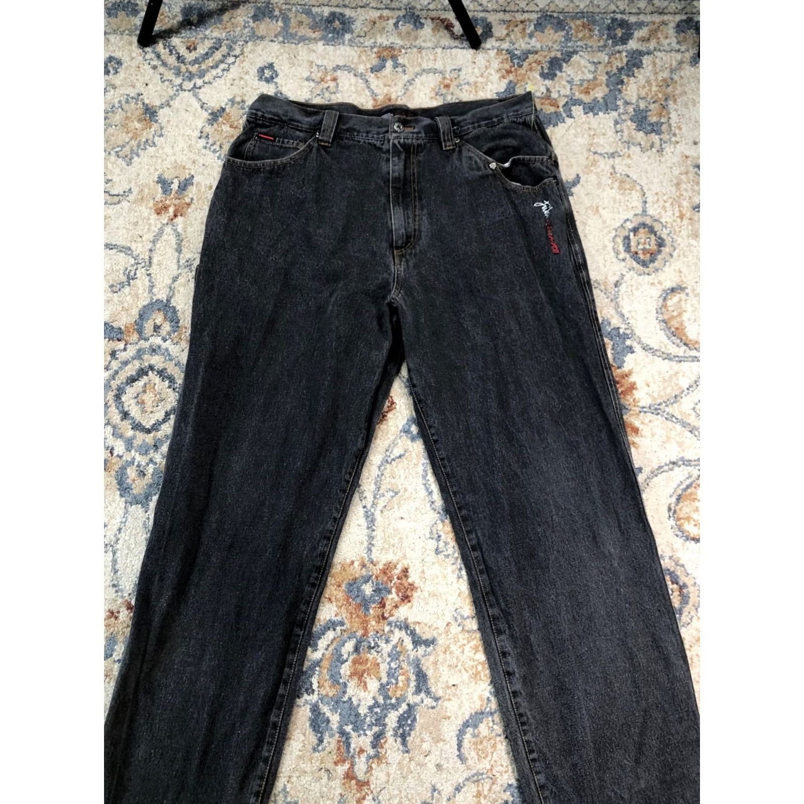 Fubu VINTAGE FUBU The Collection Jeans Mens 38x32 Charcoal Relaxed Straight Denim 90s Size US 38 / EU 54 - 3 Thumbnail