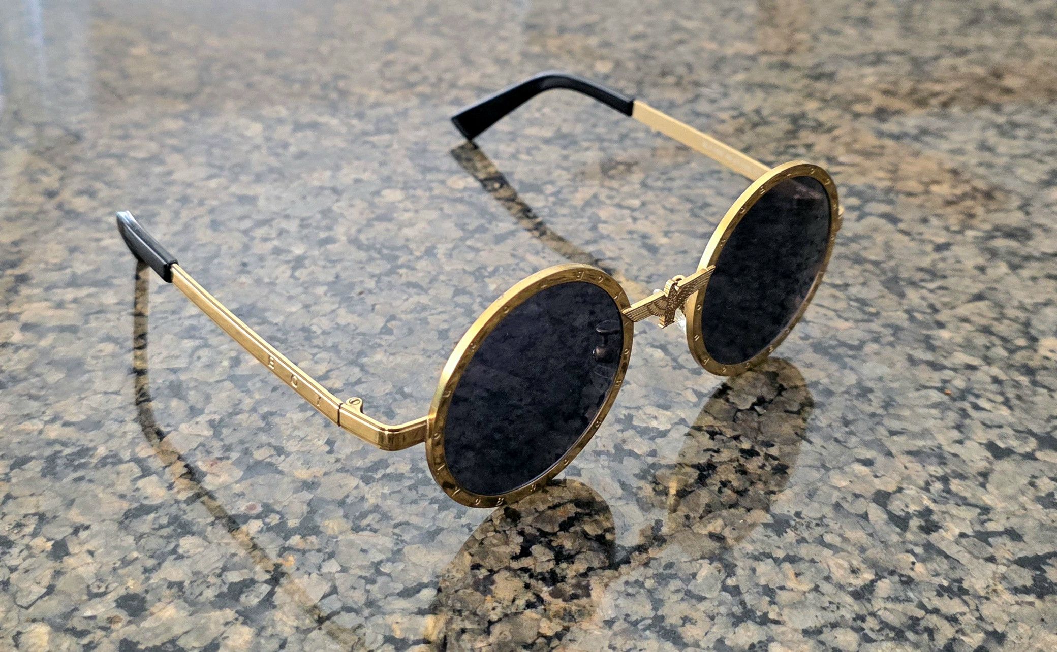 Boy London BOY London Gold Eagle Cyberpunk Lennon Round Sunglasses 80s Size ONE SIZE - 1 Thumbnail