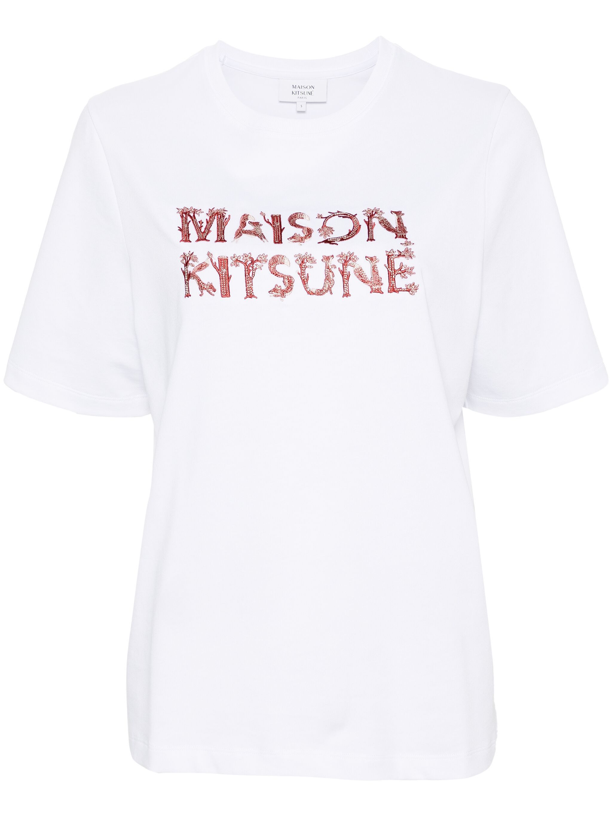 Maison Kitsune o1s22i1n1124 Woodland Alphabet T-Shirt in White Size XS / US 0-2 / IT 36-38 - 1 Thumbnail