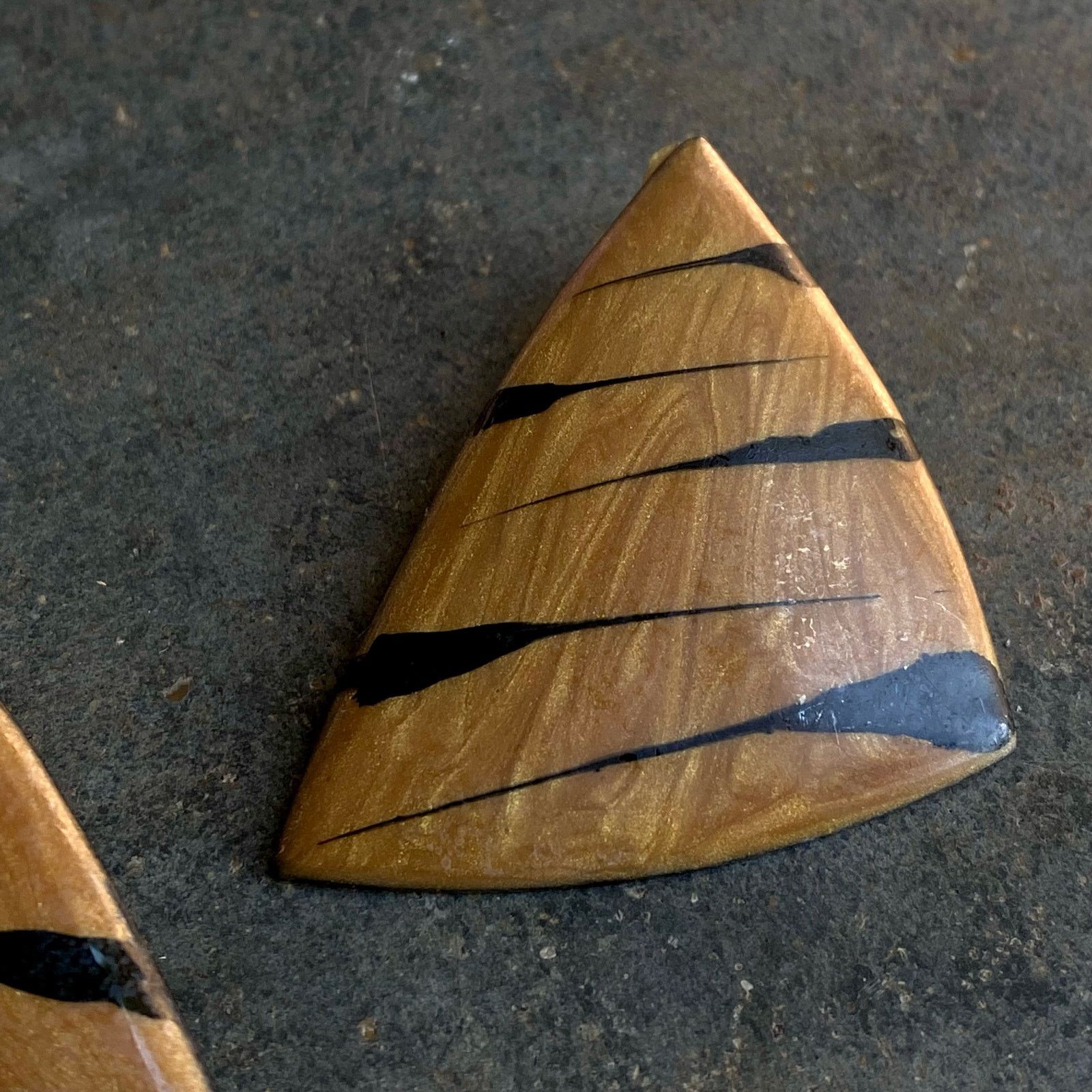 Vintage Vtg 80s Tiger Stripe Brown Black Triangular Earrings Size ONE SIZE - 5 Thumbnail