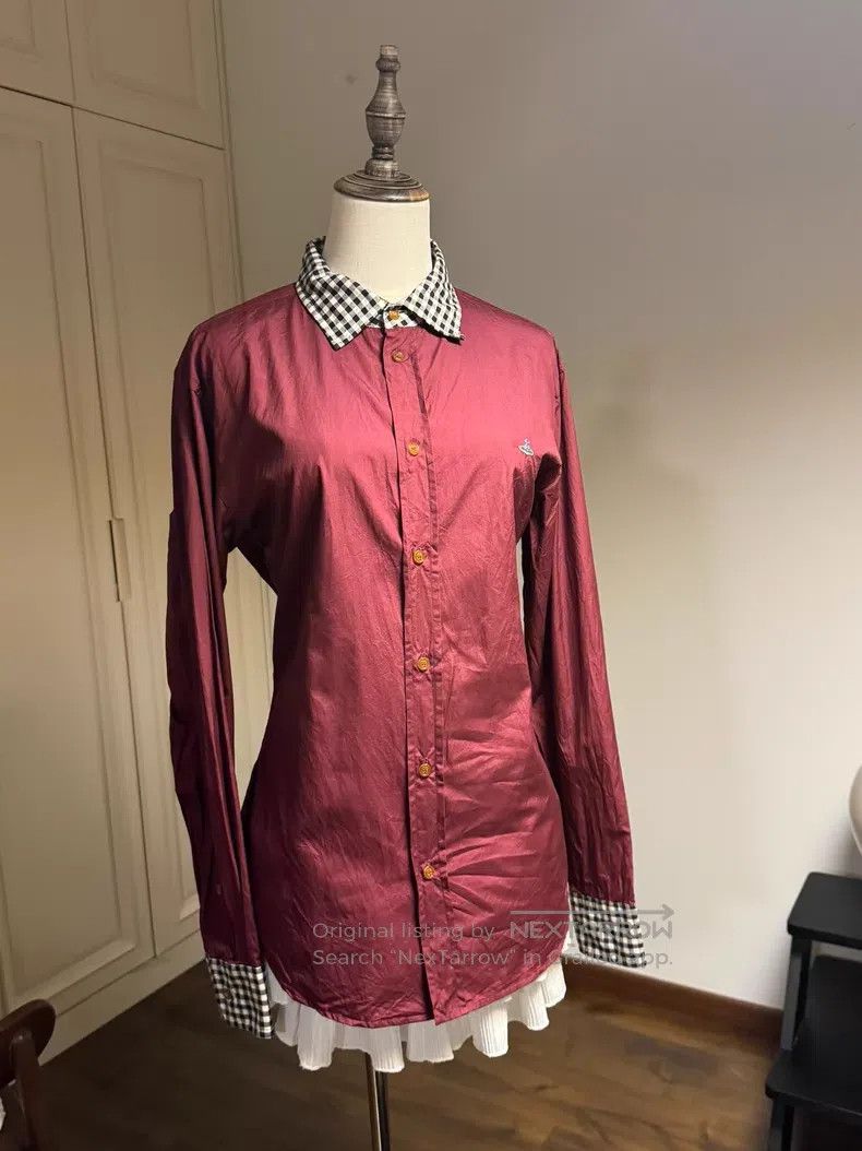 Vivienne Westwood Vivienne Westwood Burgundy checkered collar shirt Size XL / US 12-14 / IT 48-50 - 3 Thumbnail