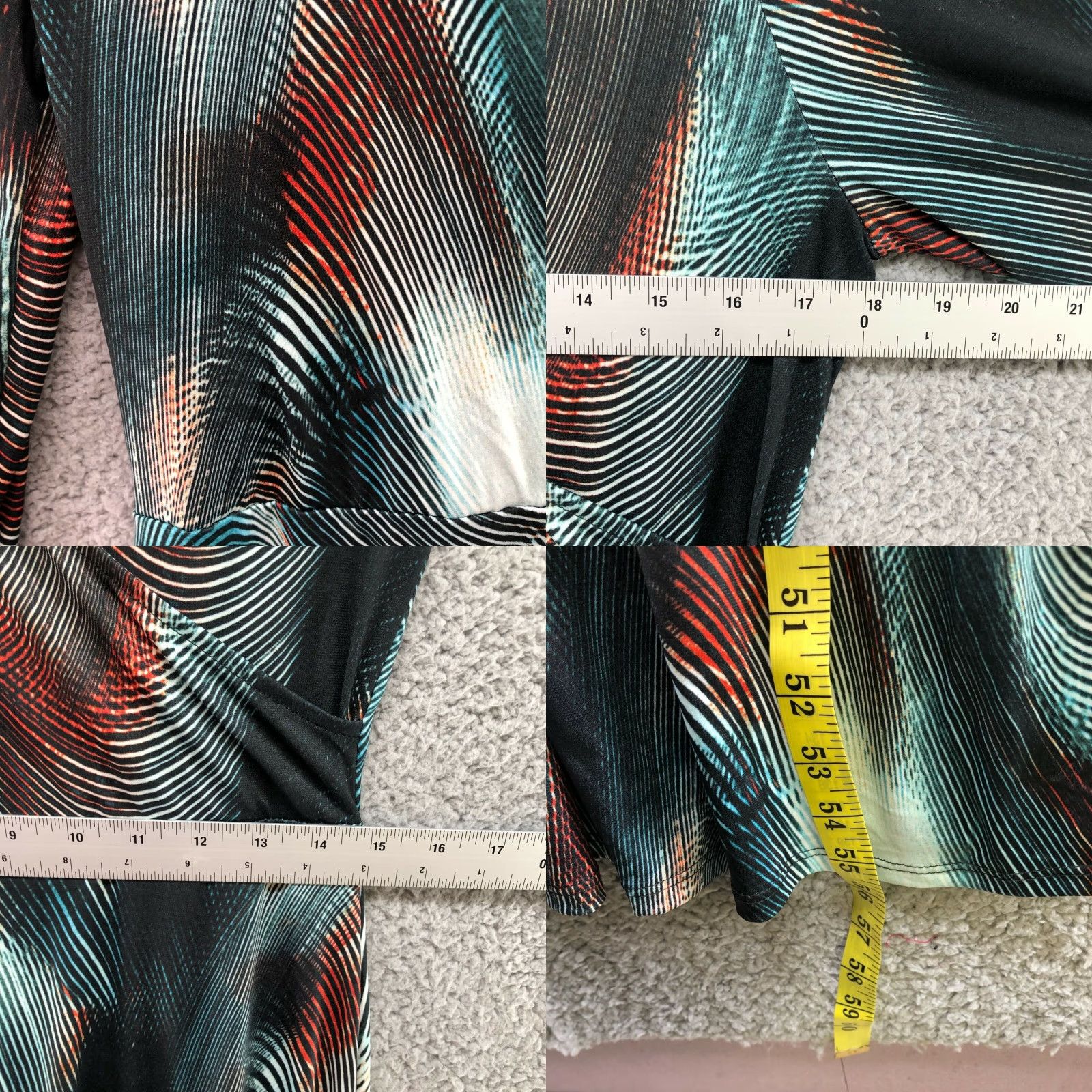 Altea BODYFLIRT Maxi Dress Long Sleeve S Surplice Teal Multicolor Abstract Geometric V-Neck A-Line Beach Hippie Retro Summer Whole Women Size S / US 4 / IT 40 - 8 Thumbnail