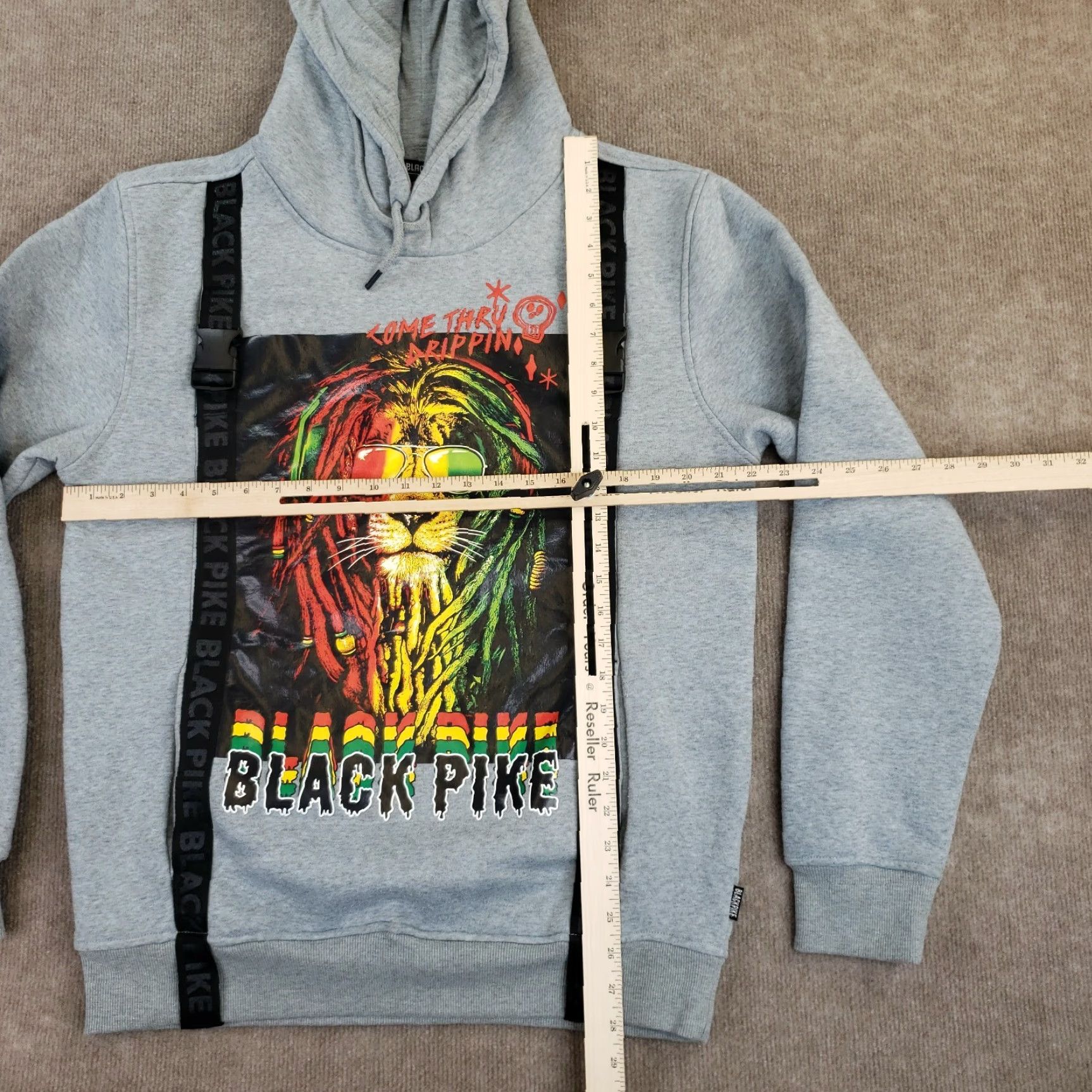 Vintage Black Pike Hoodie Mens Large Gray Graphic Rasta Lion Hooded Long Sleeve Shirt Men Large Gray Graphic Lion Hooded Sweatshirt Size US L / EU 52-54 / 3 - 3 Thumbnail