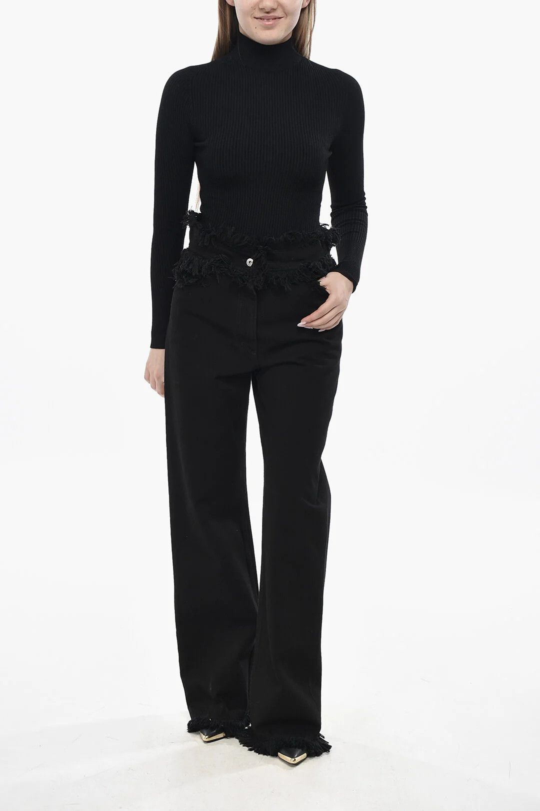 Salvatore Ferragamo og1mm0326 Straight-Fit Cotton Jeans in Black Size 26" / US 2 / IT 38 - 4 Thumbnail