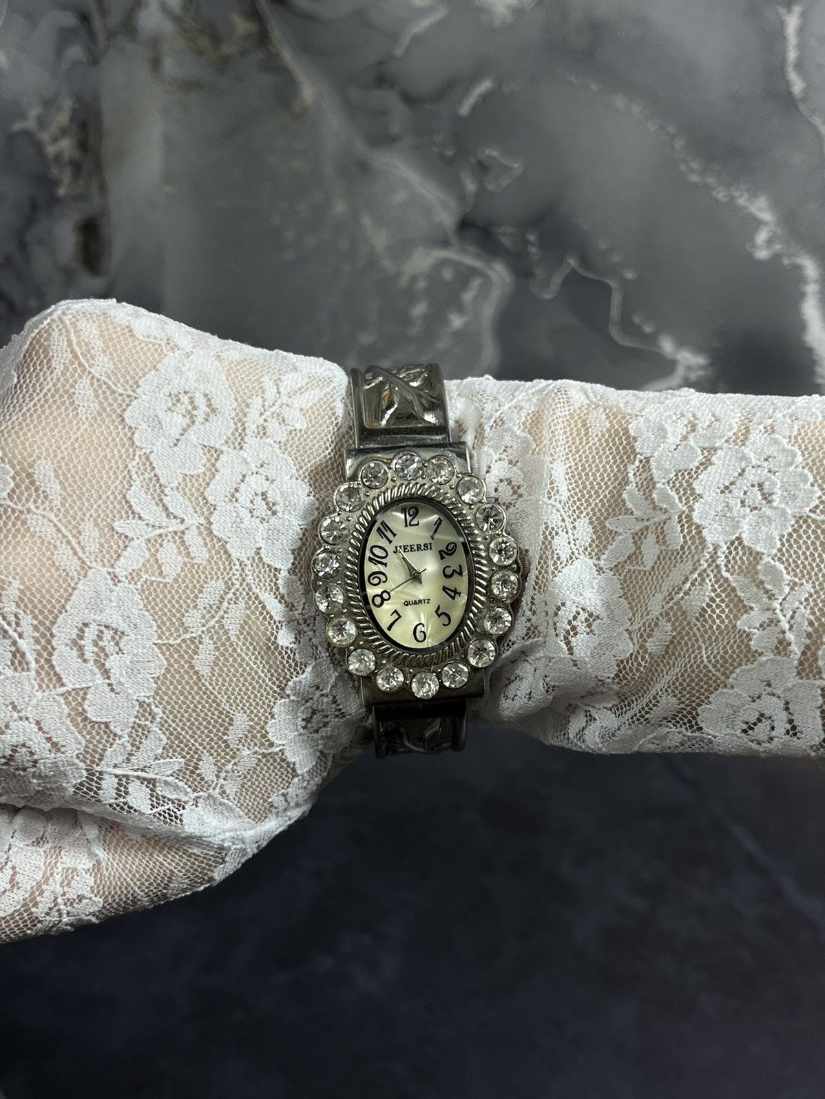 Jewelry Jiersi Rhinestone Cuff Watch, Vintage Style, Japanese Brand Size ONE SIZE - 3 Thumbnail
